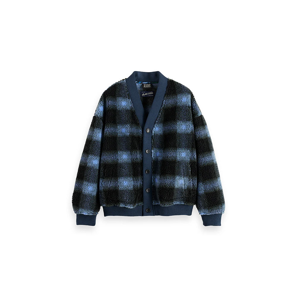 【20倍尖んがり】SCOTCH \u0026 SODA スコッチアンドソーダ Polar Fleece Cardigan 181529 フリースカーディガン 照合のしるし柄 ボア 心地好い