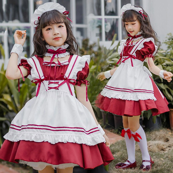 楽天市場 ハロウィン コスプレ 仮装 メイド服 ゴスロリ ロリータ ワンピース メイド セット 子供 本格 ロリータ ワンピース 子供用 アイドル キャラクター アニメ 衣装 コスチューム Bau楽天市場店
