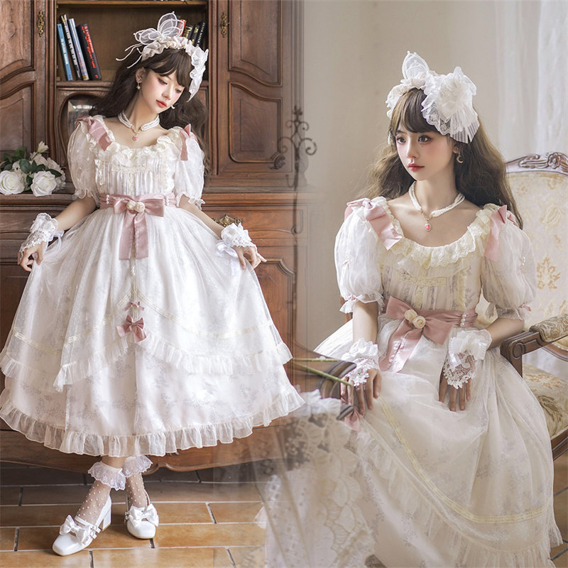 【レビュープレゼント付!】ロリータ ロリィタ ワンピース ピンク ロリータファッション 半袖 クラシカル ゴシック 大人 ふわふわ レース レディース ハロウイン 仮装 コスプレ 本格 お姫様 甘ロリータ ドレス ワンピース メイド かわいい イベント cosplay 舞台衣装|bau店