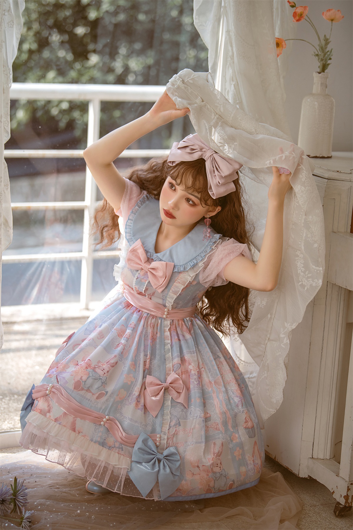 サックス プリンセス 水色 ドレス 姫袖 ロリィタ ロリータ ワンピース お茶会 サックス プリンセス 水色 ドレス 姫袖 ロリィタ ロリータ