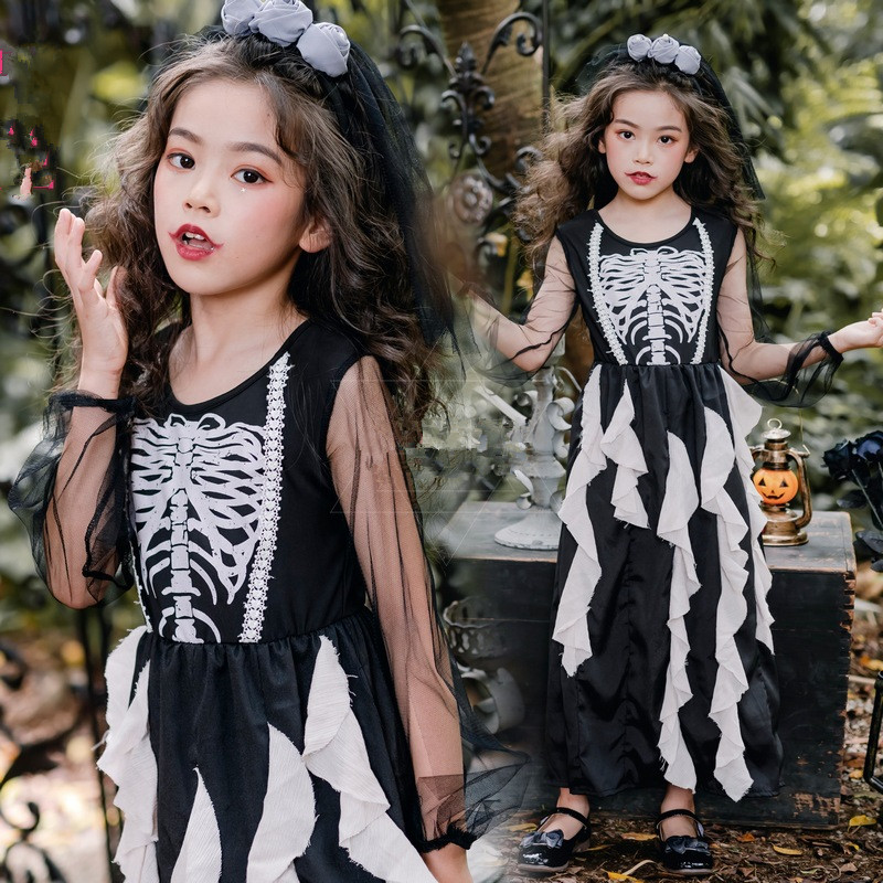 楽天市場 ハロウィン 子供用 コスプレ 悪魔 骸骨 衣装 仮装 コスチューム ドレス 魔女 デビル 悪魔 ウィッチ ゾンビ 魔法使い キッズ 子供服 ハロウィンパーティー Mte5131 Bau楽天市場店