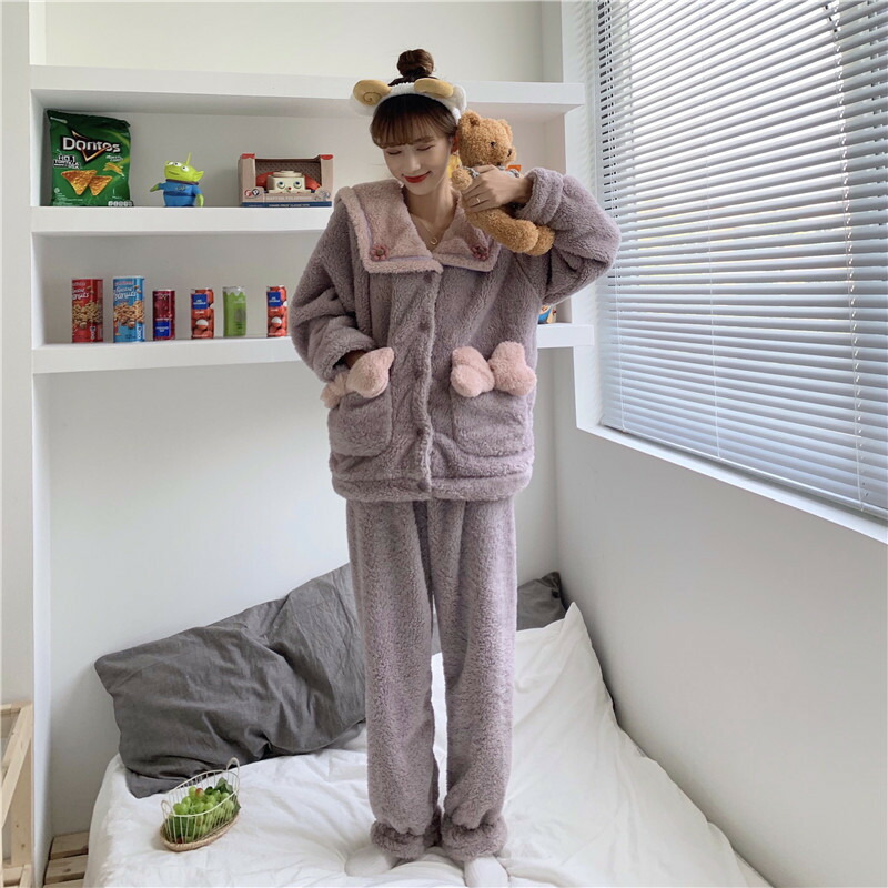 ルームウェア ロング モコモコパジャマ 可愛い 上下セット レディース ワンピース 長袖 セットアップ おしゃれ 冬 秋 春 暖かい 部屋着 パジャマ かわいい 大人 女 キッズ ふわもこ 2点 セット プレゼント 洗える Marcsdesign Com