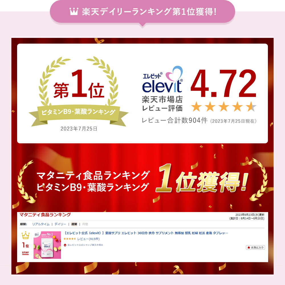 葉酸サプリ エレビット 妊活 妊婦 授乳 産後 90日分 無添加 鉄分