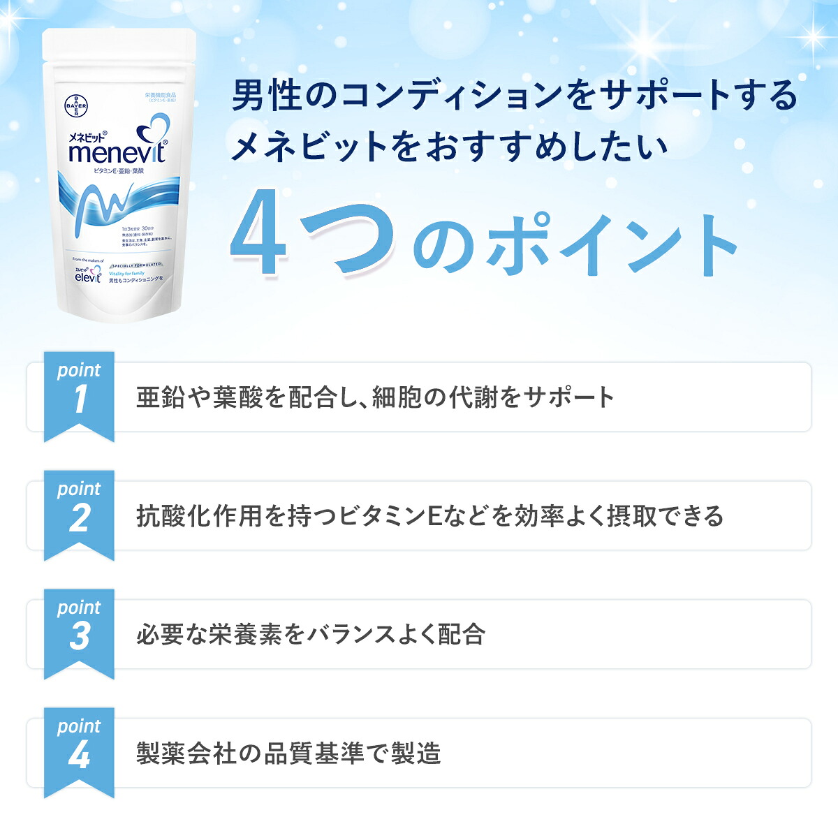 メネビット 亜鉛 男性 妊活 サプリ 90日分 男性用サプリメント 