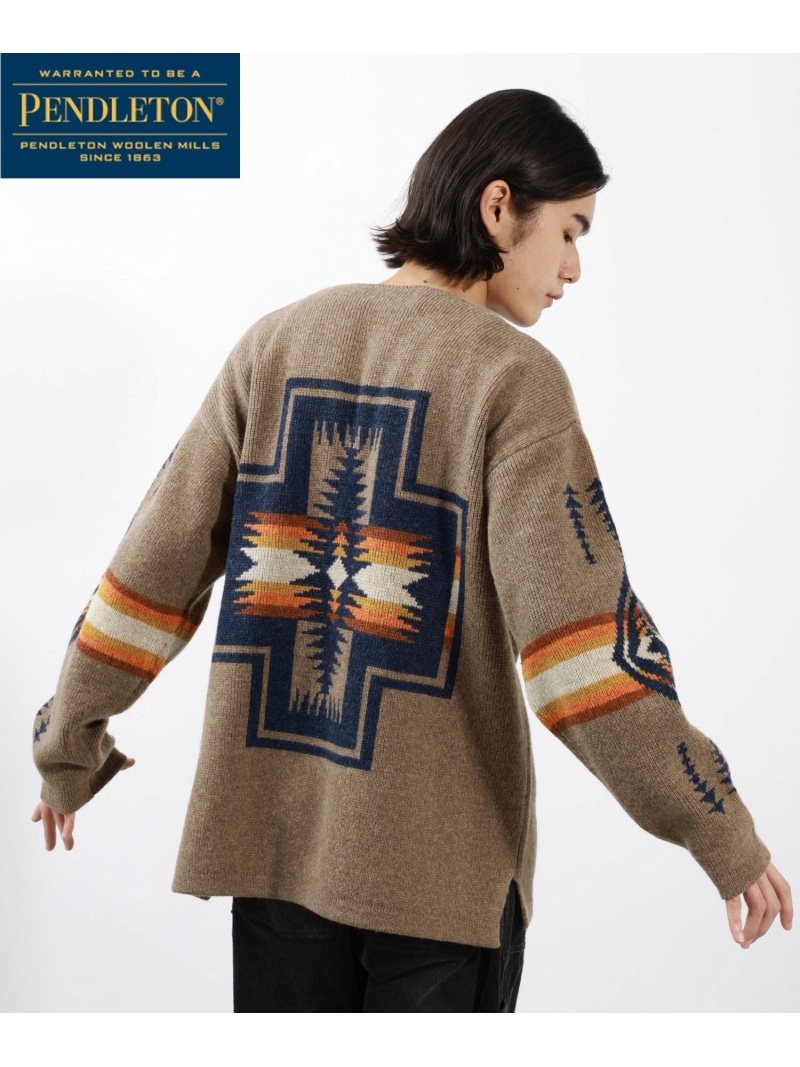【SALE／20%OFF】【PENDLETON(ペンドルトン)】別注クルーネックニット BAYFLOW ベイ流出 トップス 編み物 赤銅色 薄墨色【RBA_E】【貨物輸送無料】[ Fashion]