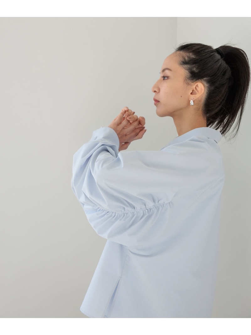 【HEREIAM】ギャザーギャザーブラウス HEREIAM ベイフロー トップス シャツ・ブラウス ホワイト ブラック【送料無料】[ Fashion]
