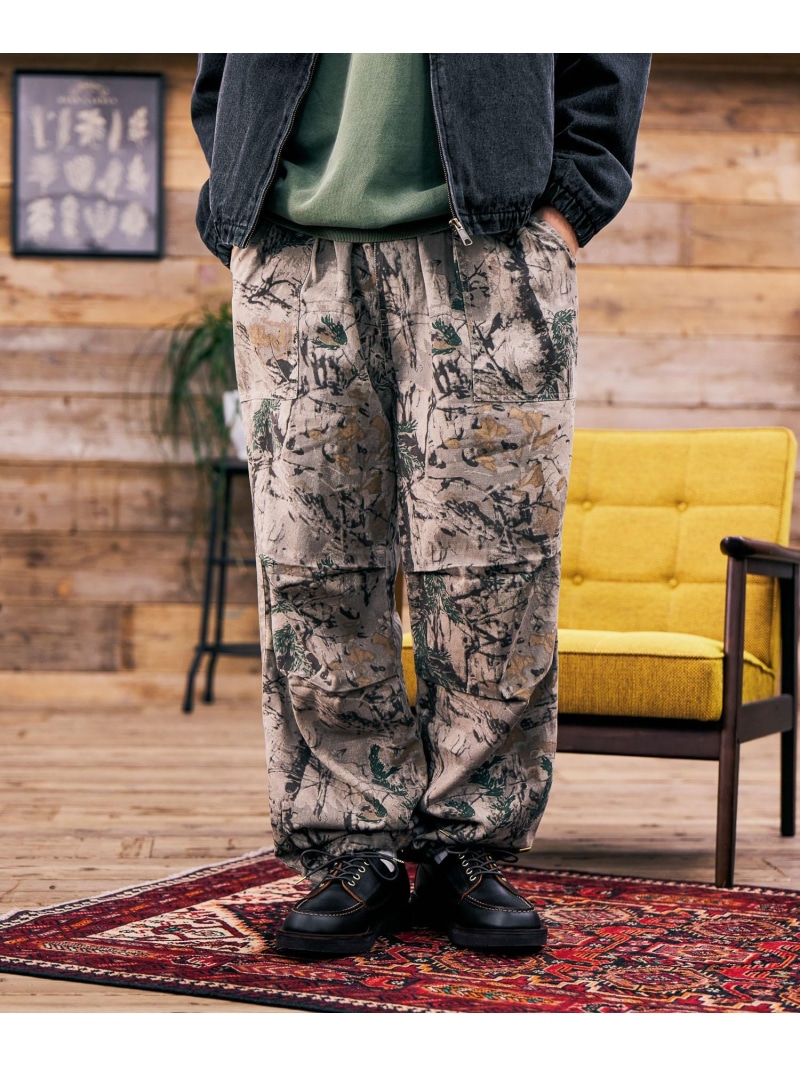 リーフカモ柄パラシュートパンツ BAYFLOW ベイフロー パンツ その他のパンツ ブラック ベージュ【送料無料】[ Fashion]
