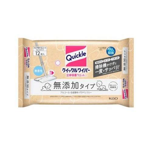 【２０個セット】【１ケース分】 花王 クイックルワイパー 立体吸着ウエットシート 無添加タイプ(12枚)&times;２０個セット　１ケース分【正規品】｜キュー バザール