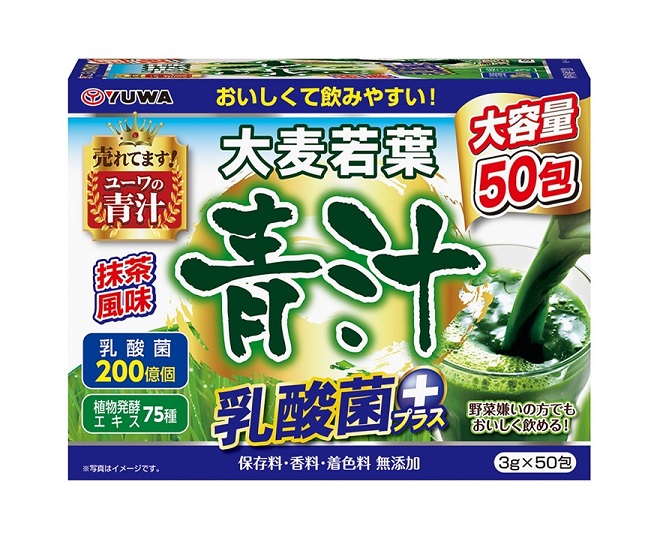 ユーワ 大麦若葉青汁 乳酸菌プラス 50包×１８個セット １ケース分 ※軽減税率対象品 独特の素材