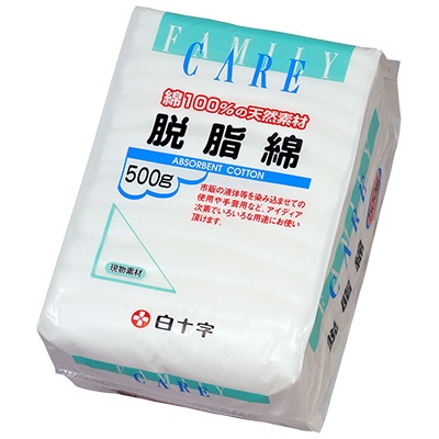 【１０個セット】【１ケース分】 白十字 ファミリーケア 脱脂綿（500g）×１０個セット　１ケース分 【正規品】【mor】【ご注文後発送までに2週間前後頂戴する場合がございます】