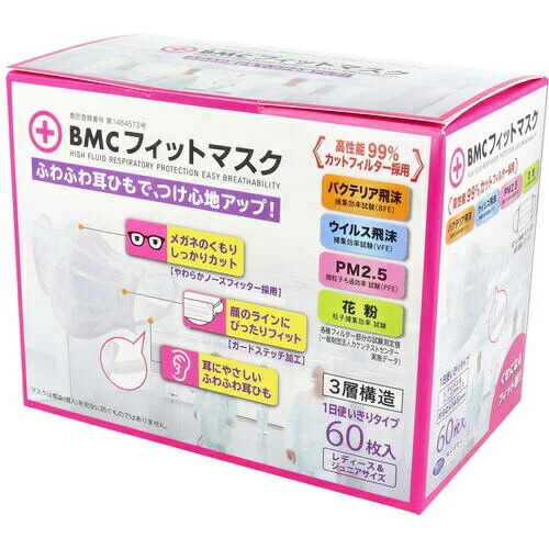 【２０個セット】 BMC フィットマスク レディース&ジュニアサイズ 60枚入×２０個セット【正規品】【k】【mor】【ご注文後発送までに1週間前後頂戴する場合がございます】