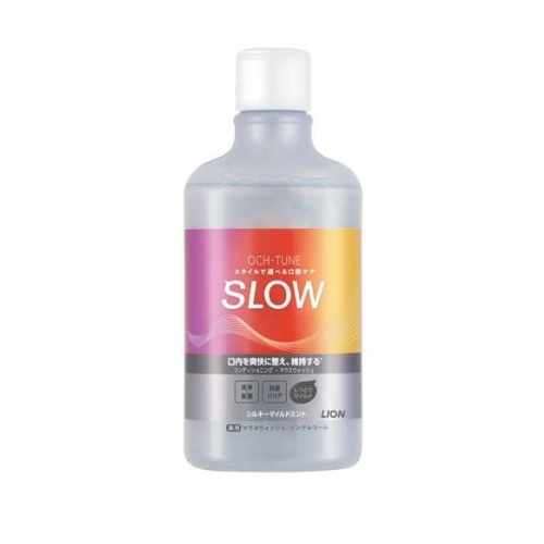 【２０個セット】 ライオン OCH-TUNE マウスウォッシュ SLOW シルキーマイルドミント(600ml)&times;２０個セット【正規品】｜キュー バザール