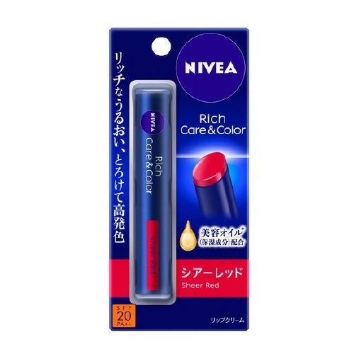 【３０個セット】 花王 ニベア リッチケア＆カラーリップ シアーレッド(2g)×３０個セット【正規品】