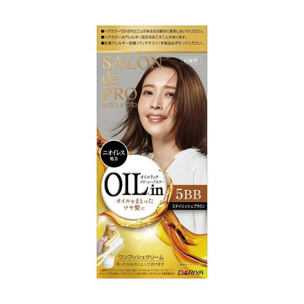【10個セット】 ダリヤ サロンドプロ オイルリッチクリーム ヘアカラー 白髪用 スタイリッシュブラウン5BB(56g+44g)×10個セット【正規品】|キュー バザール