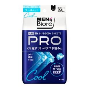 【20個セット】 メンズビオレ 顔もふけるボディシートPRO クールタイプ アイスサボンの香り(26枚入)×20個セット【正規品】