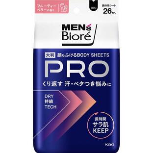 【２０個セット】 メンズビオレ 顔もふけるボディシートPRO フルーティーベリーの香り(26枚入)×２０個セット【正規品】