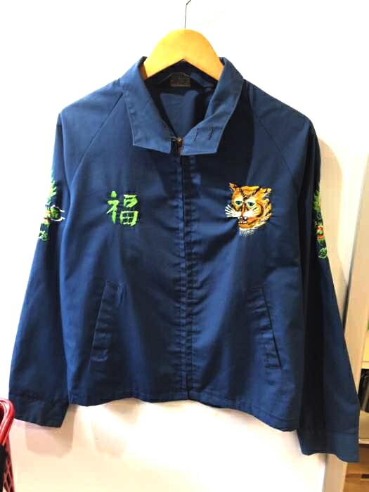 Perma Prest パーマプレスト ブルゾン ジャンパー メンズ 青系 Us 38 日本サイズ M L 相当 刺繍 ブルゾン ジャケット 中古 ブランド古着バズストアbazzstore Ice Org Br