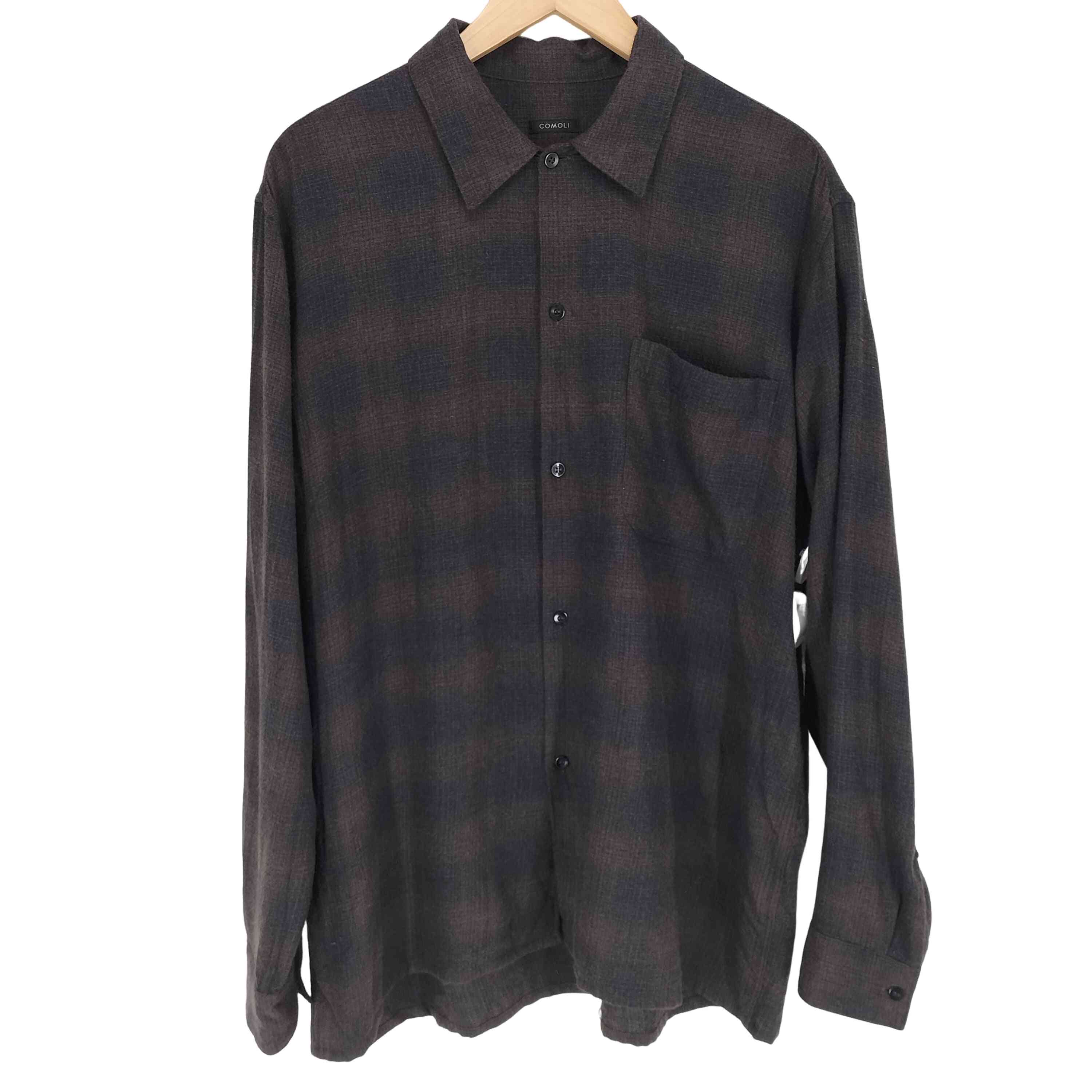 comoli 21AW ウールシルクチェックワークシャツ　コモリ　3 楽天市場】COMOLI コモリ 21AW ウールシルク ワークチェック