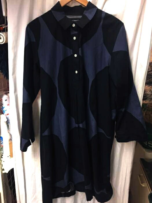 Marimekko マリメッコ ワイシャツワン断片 レディース 犯人系 青系 Jpn M 日本サイズ M 中程度 センター上背シャツワンピース 中古 銘柄古着バズストアbazzstore Msgtours Com