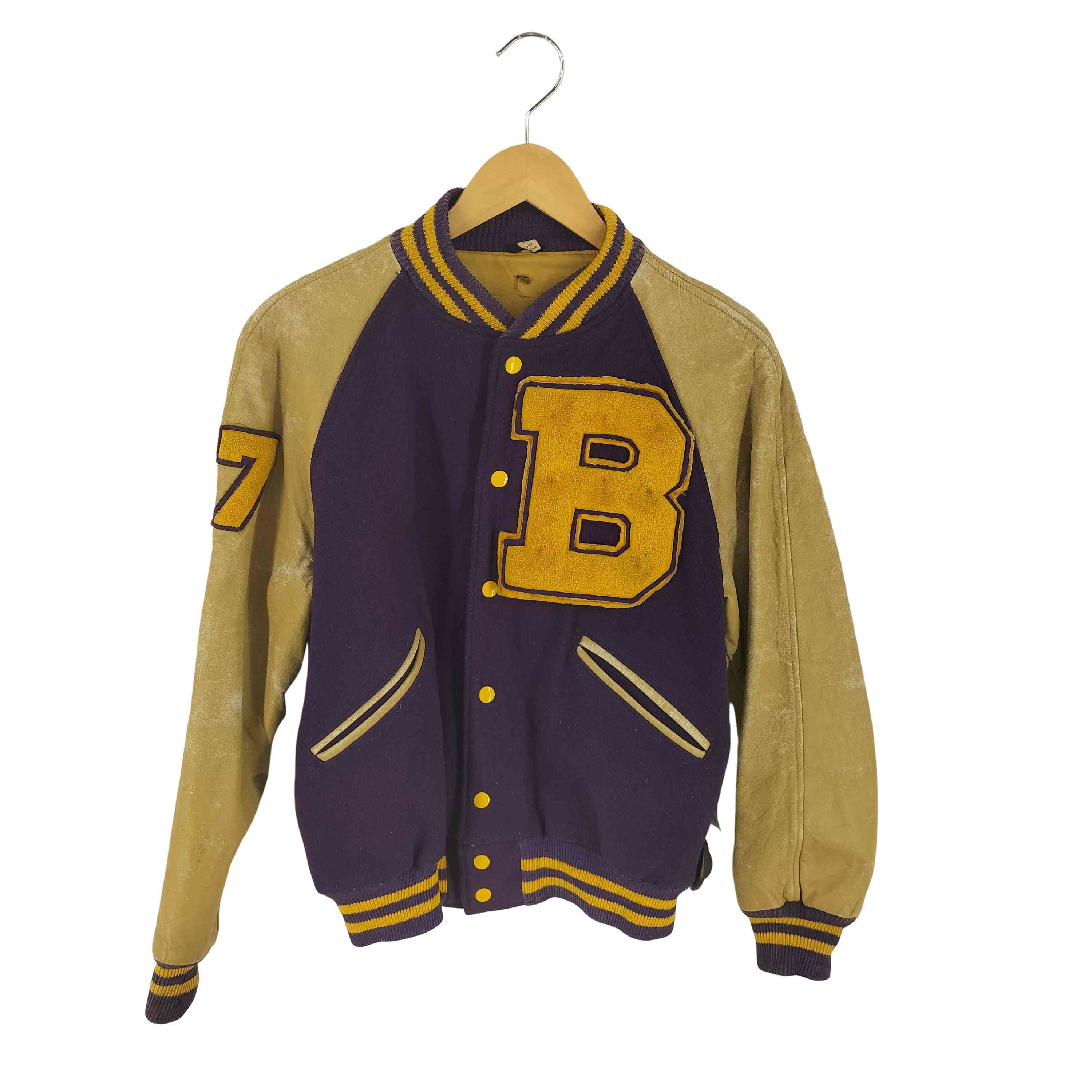 楽天市場】60s BUTWIN 無地 袖レザー メルトン スタジャン アワード