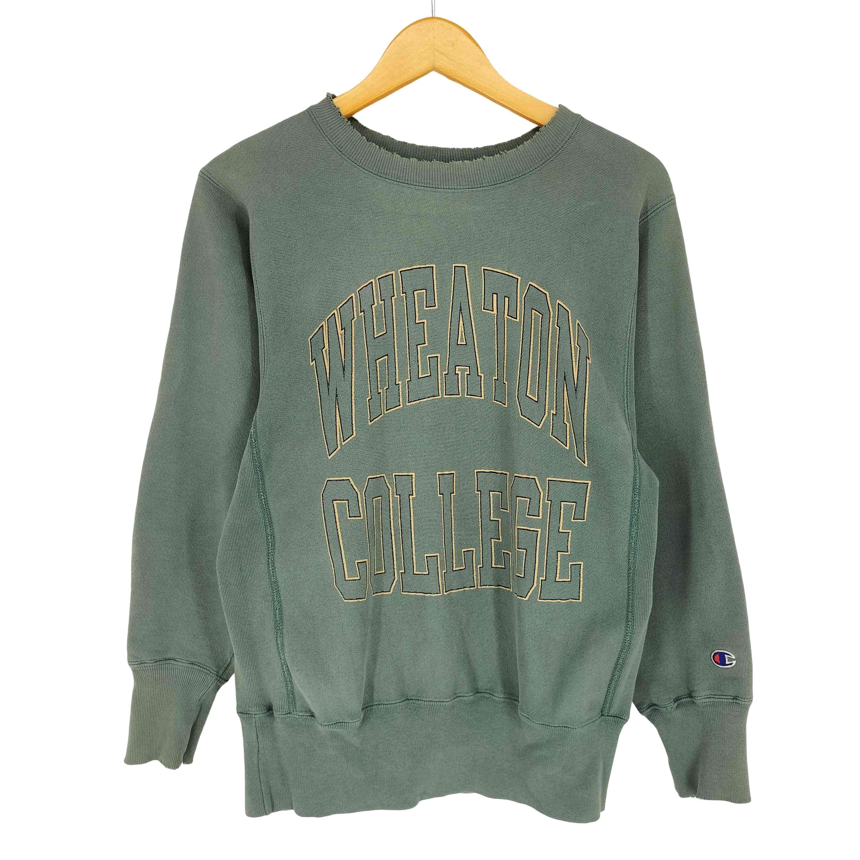 【中古】はやりっ子 Champion 90s REVERSE WEAVE WHEATON COLLEGE 二段 クルーネックスウェット メンズ  M