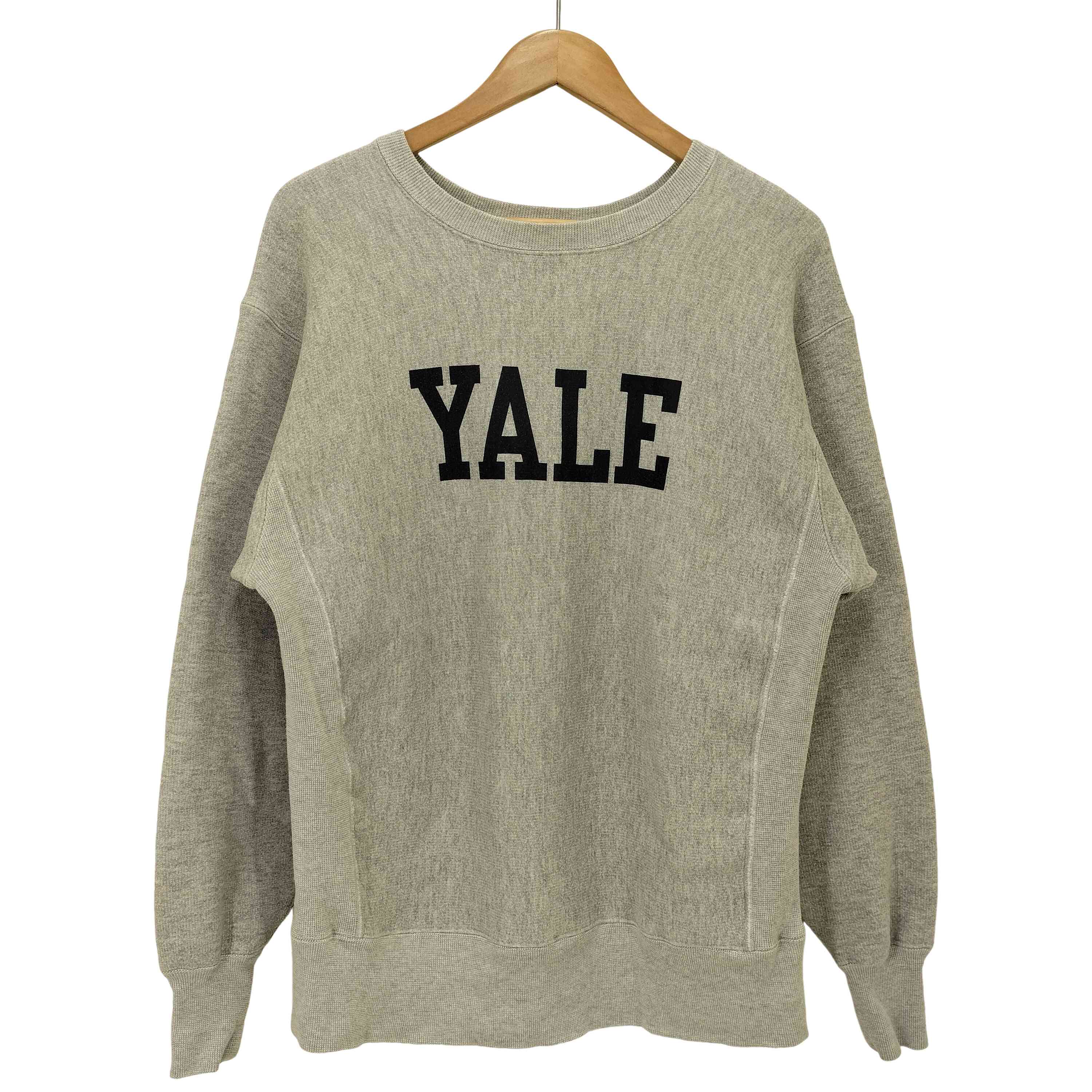 【中古】はやりっ子 Champion TRUE TO ARCHIVES REVERSE WEAVE CREW NECK SWEAT YALE 刷り直す 日本製 リバースウィーブ メンズ import：M