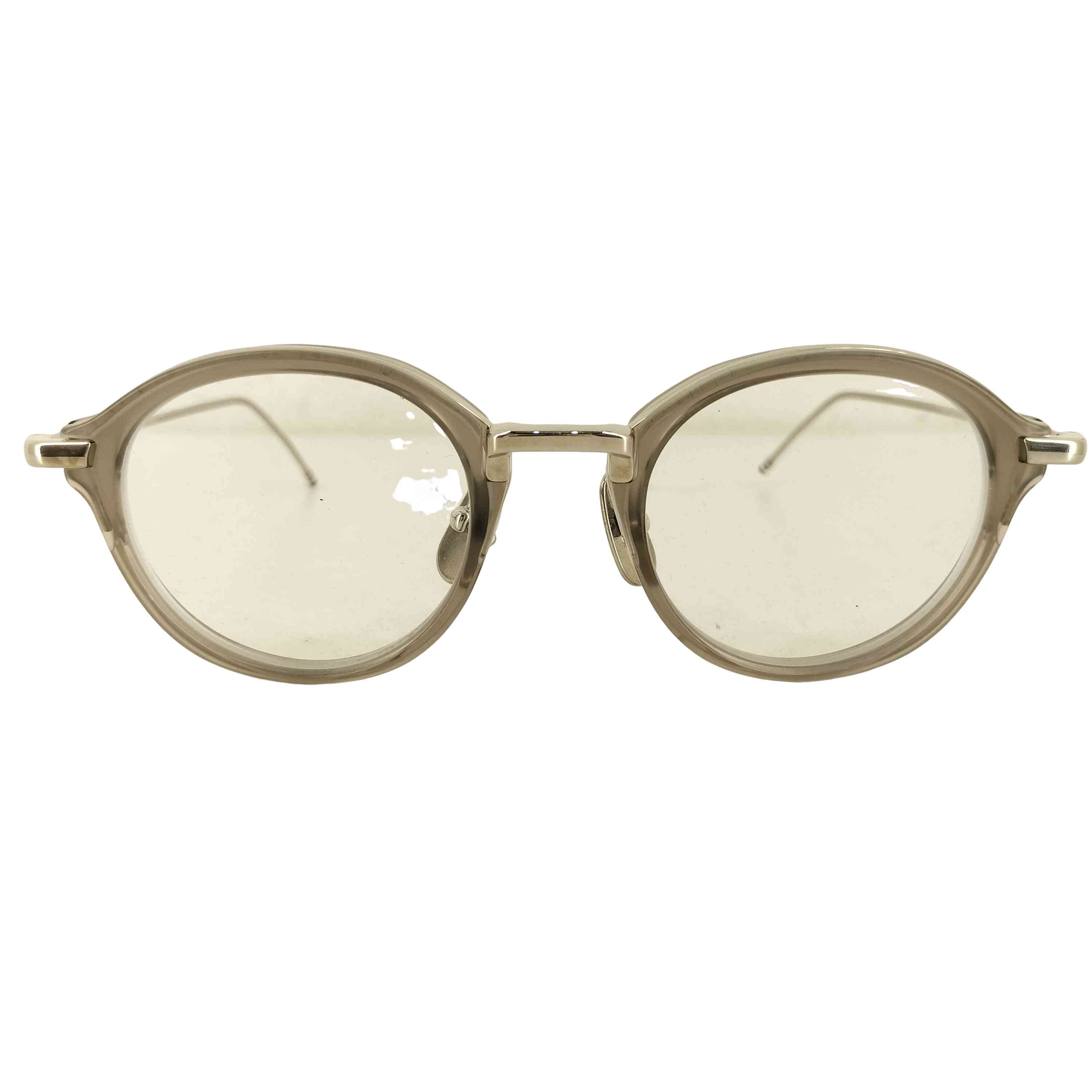 【中古】トムブラウン THOM BROWNE DITA期 SATIN GREY CRYSTAL/SHINY SILVER BRIDGE AND TEMPLES メンズ 46□20-150｜BAZZSTORE ブランド古着バズストア