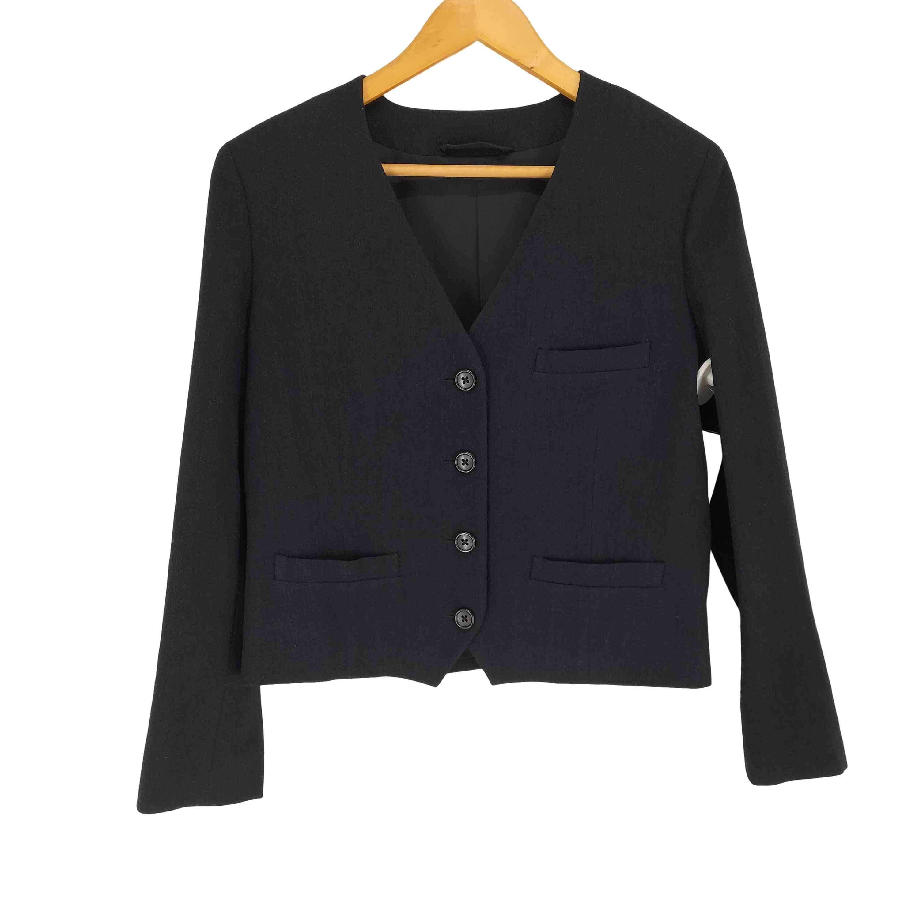 美品◎20SS マーガレットハウエル ノーカラージャケット リネン ブラック 美品◎20SS マーガレットハウエル ノーカラージャケット リネン
