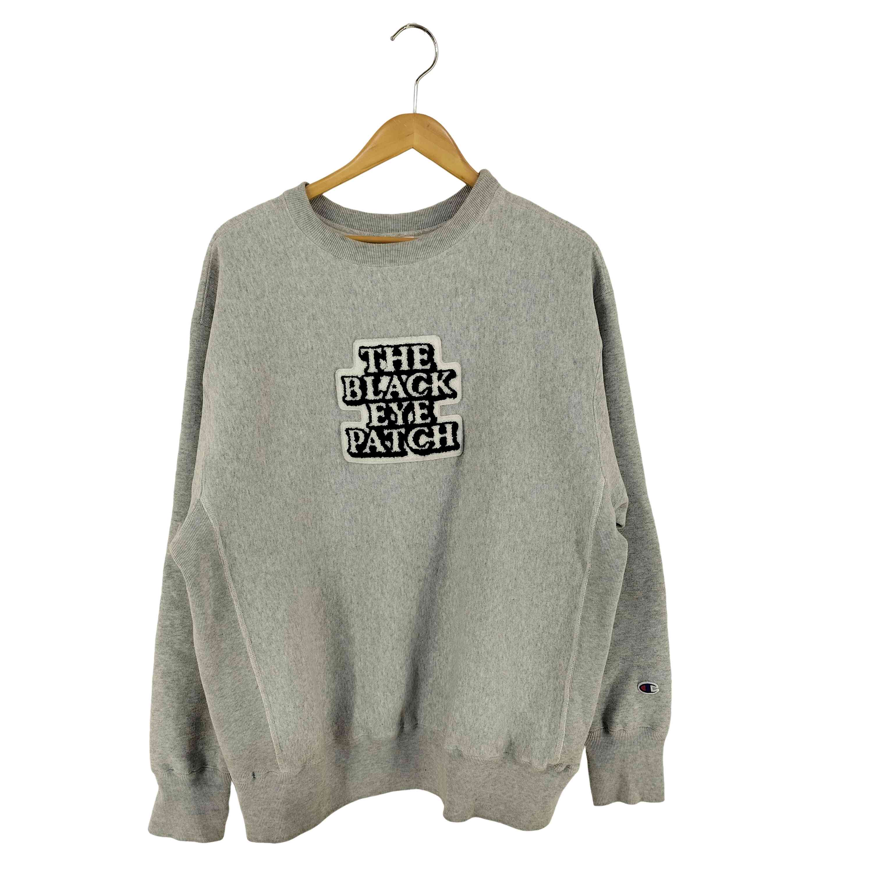 【中古】ザブラックアイパッチ THE BLACK EYE PATCH champion REVERSE WEAVE ボディ 相良ワッペン スウェット メンズ JPN：L