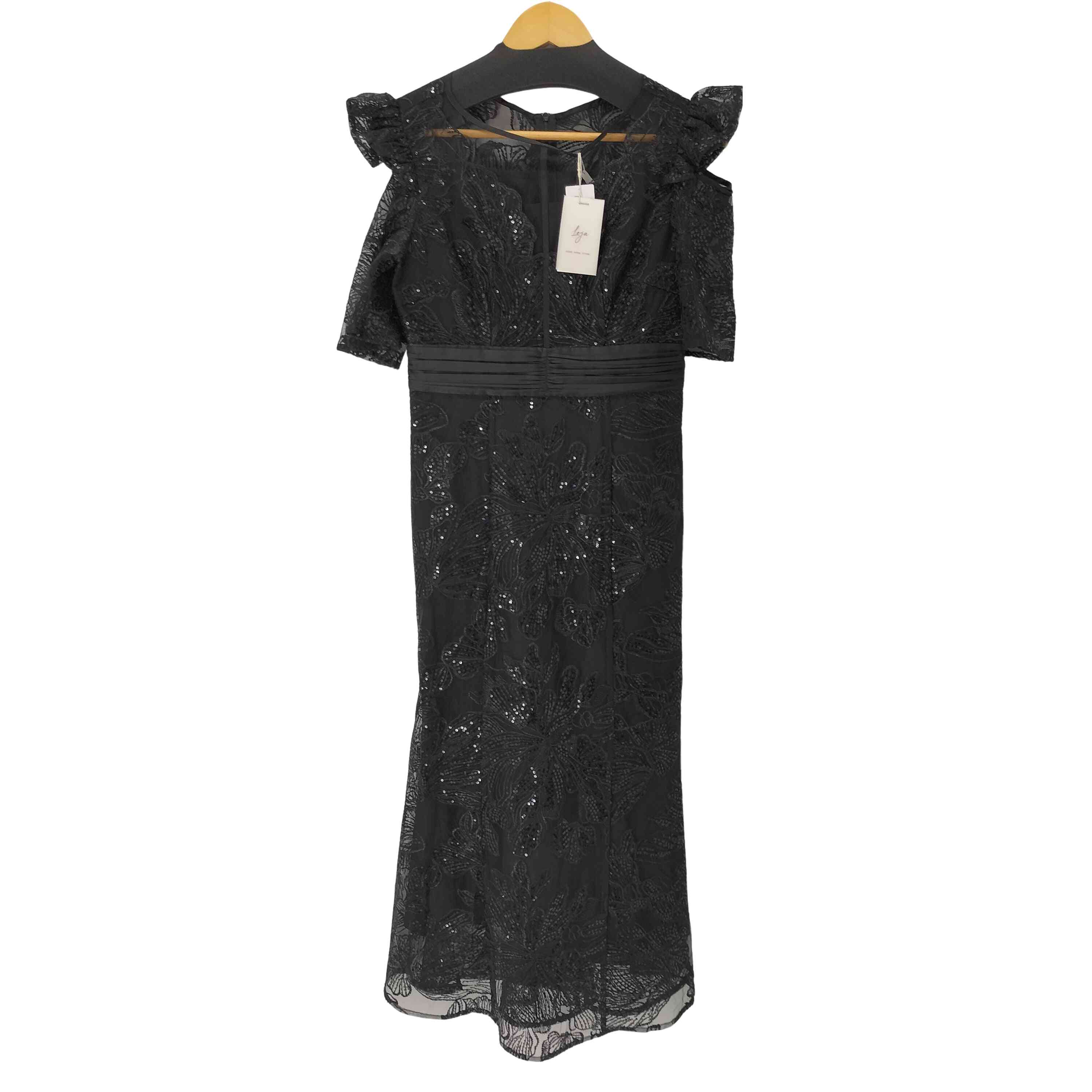 【中古】レジャ Leja フラワーレースシアーフリルマーメイドワンピースドレス レディース import：M