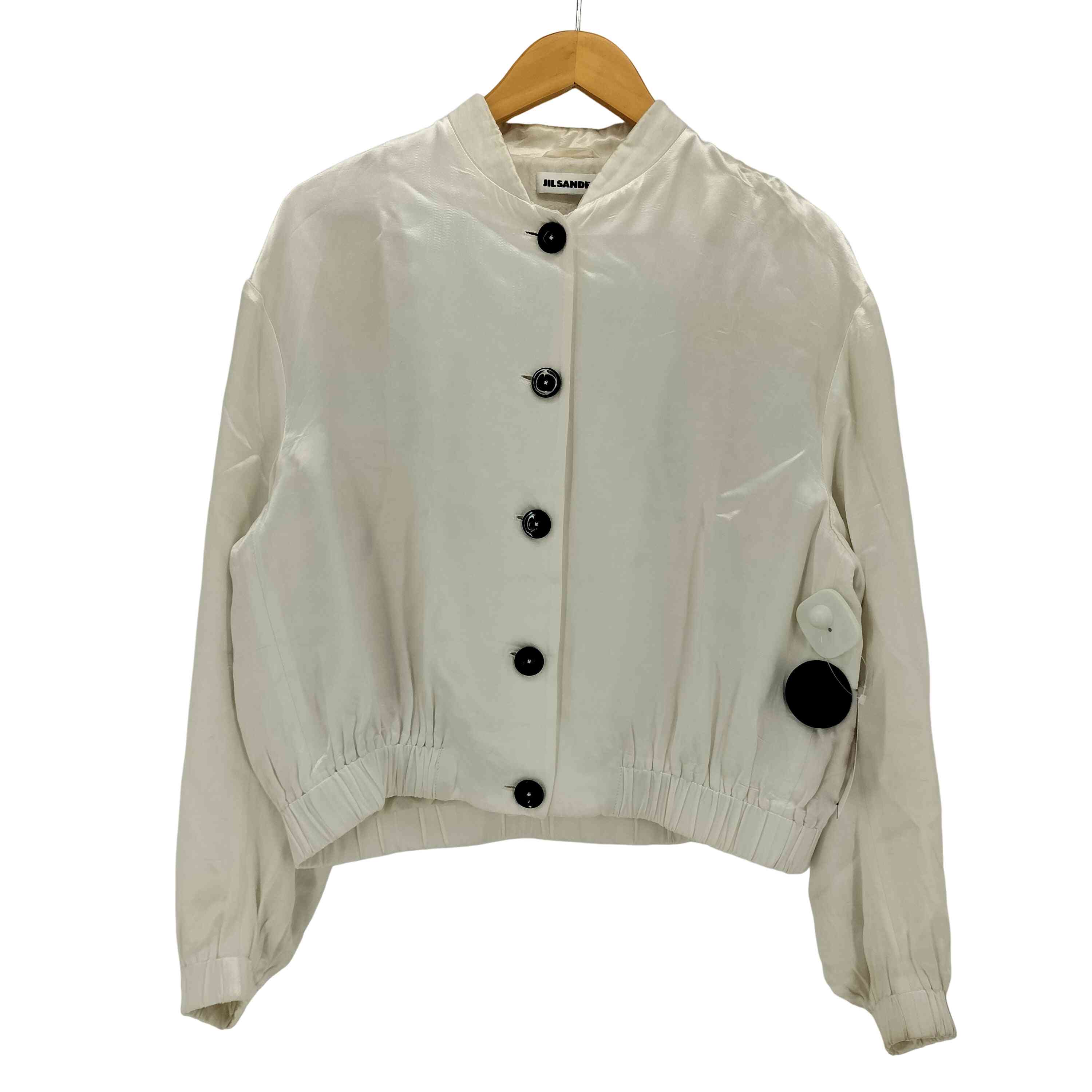 【中古】ジルサンダー JIL SANDER バックロゴプリント サテン ブルゾン レディース 32
