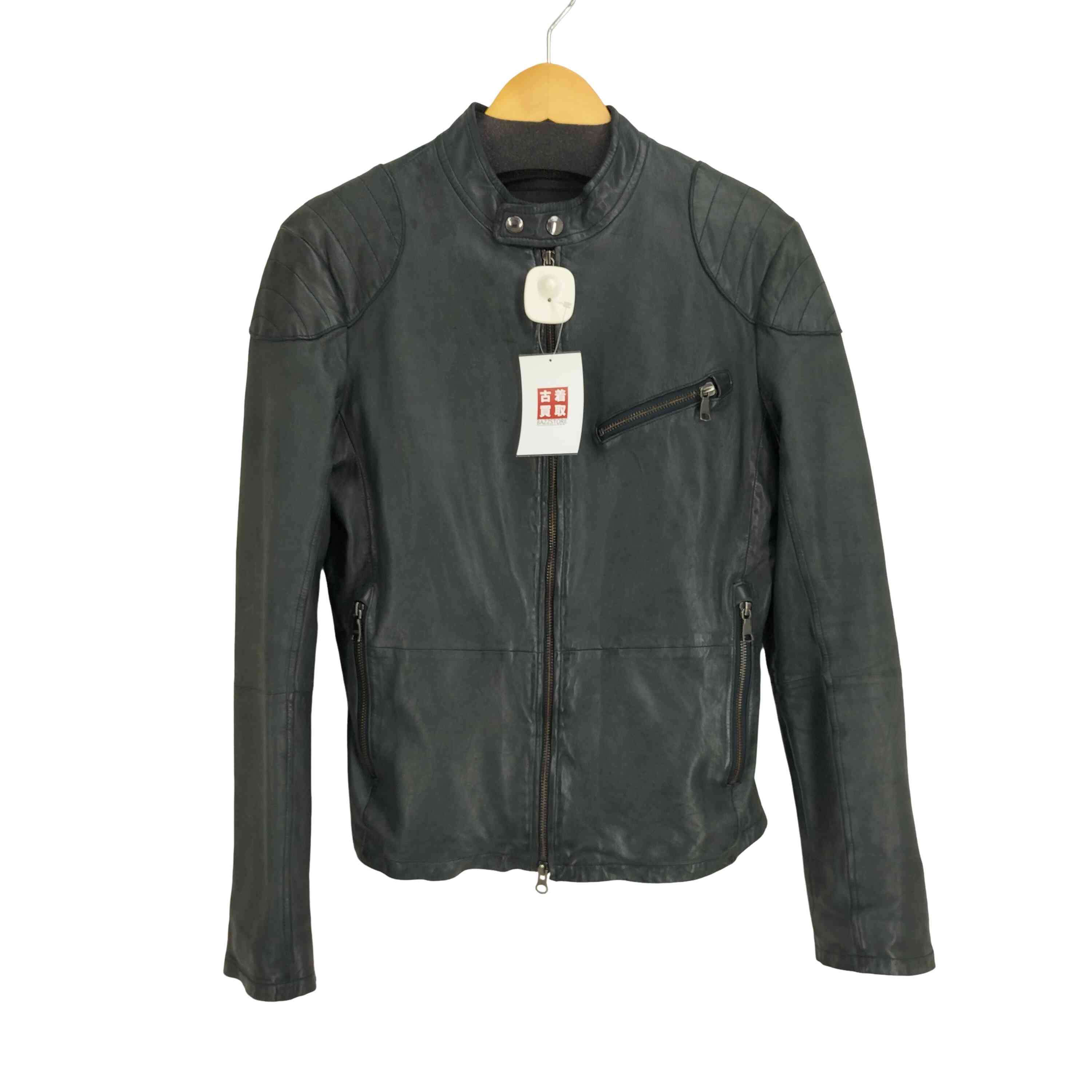 【中古】バナナリパブリック BANANA REPUBLIC ラムレザーダブルジップシングルライダースジャケット メンズ import：S