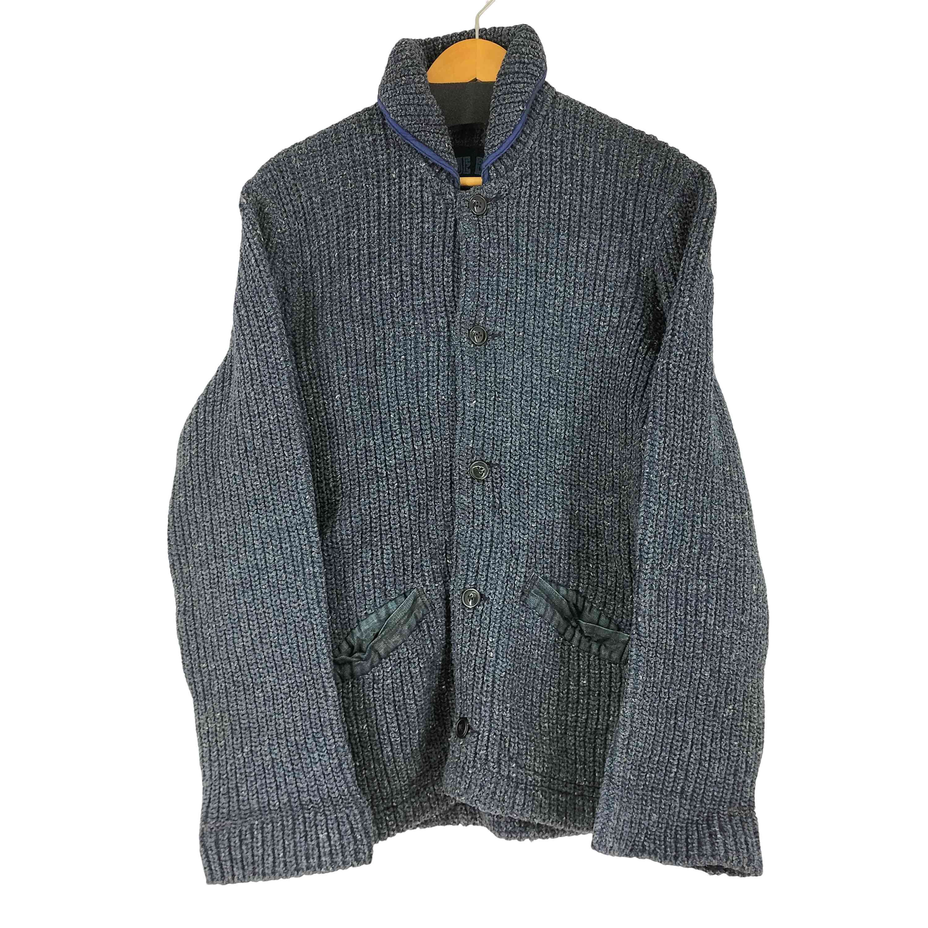 BLUE BLUE ブルーブルー 圧縮 ウール ニット ジャケット 紺 3 L BLUE BLUE ブルーブルー 圧縮 ウール ニット ジャケット 紺 3 L