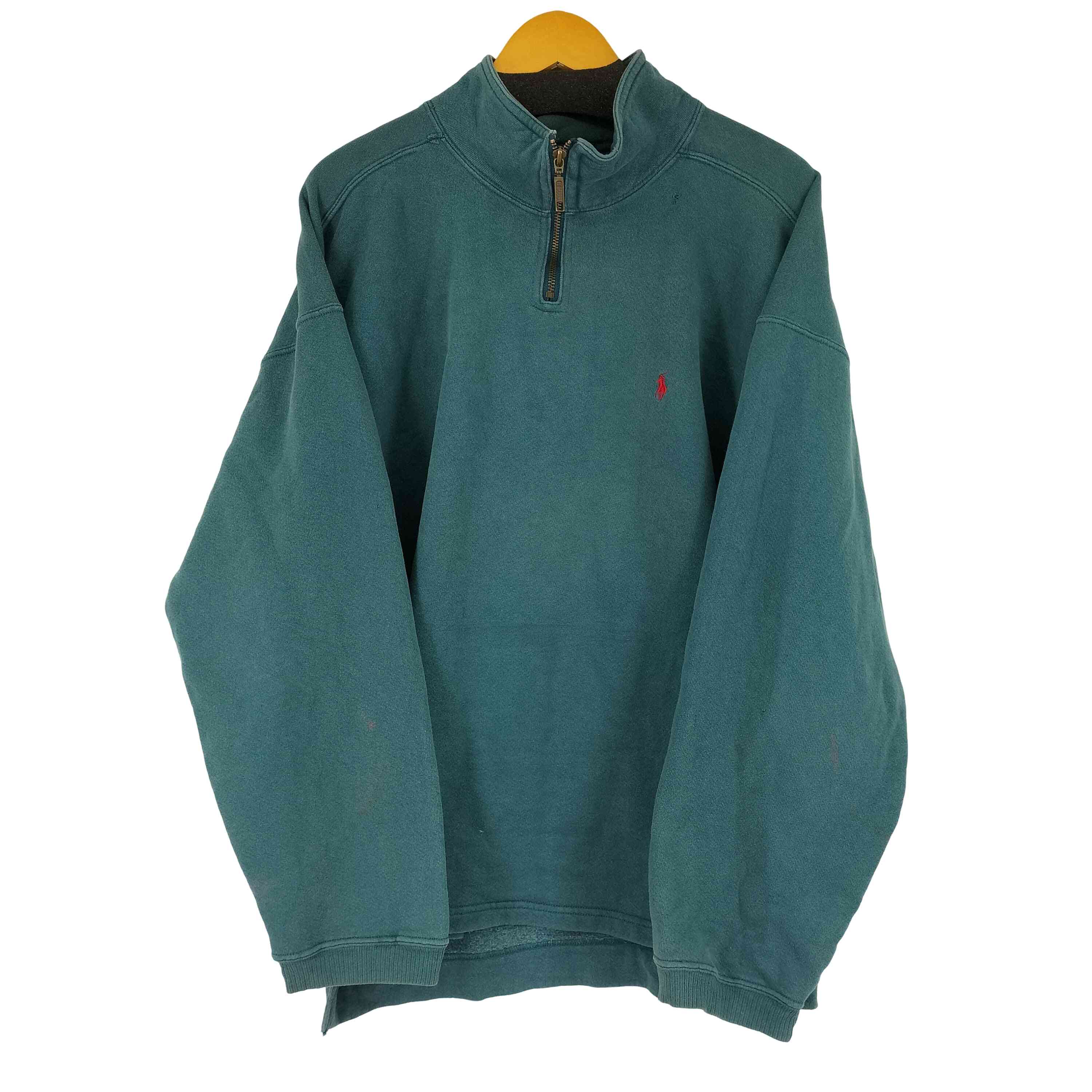 【中古】ポロバイラルフローレン Polo by RALPH LAUREN 90S スモールポニー刺繍 ハーフジップスウェット メンズ JPN：XL