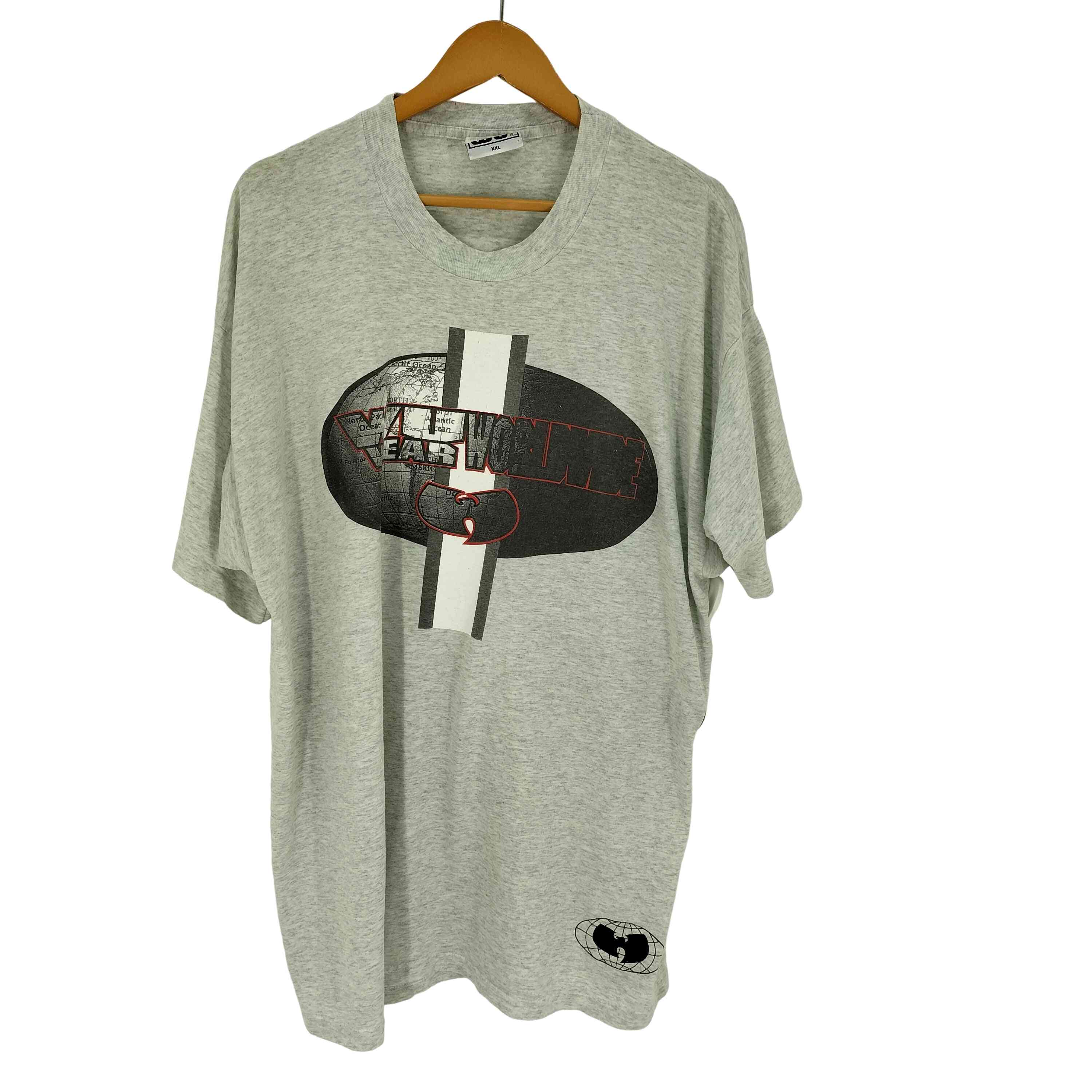 【中古】ユーズドフルギ USED古着 {{WU WEAR}} 90s イーストコースト ヒップホップクルー 工芸細工物 ロゴタイプ 刷り上げる S/S ティーシャツ 袖シングル メンズ import：XXL