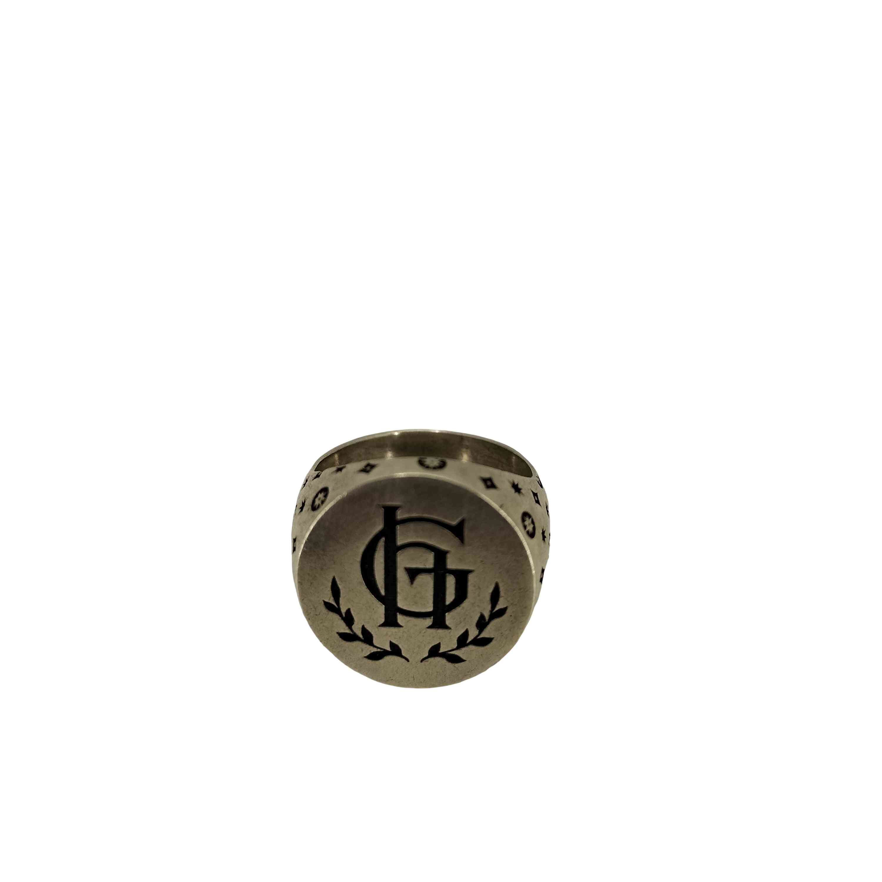 【中古】グラッドハンド GLADHAND FAMILY CREST \u0026 PLAIN STERLING  総柄 シグネットリング  メンズ  10