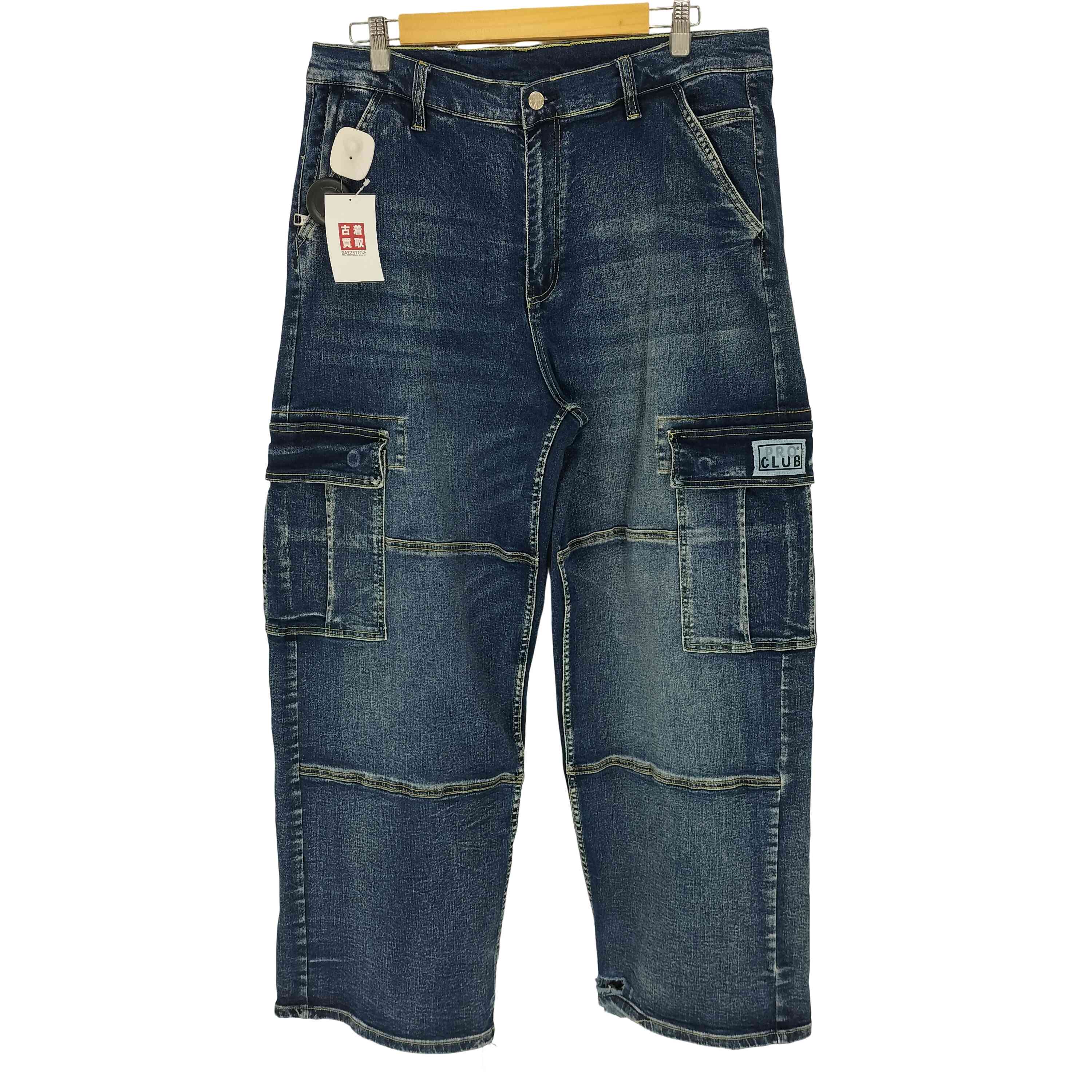 【中古】労働者階級野球クラブ PRO CLUB Baggy Fit Denim Cargo Pant うば車 填まる ジーンズ カーゴパンツ メンズ  38