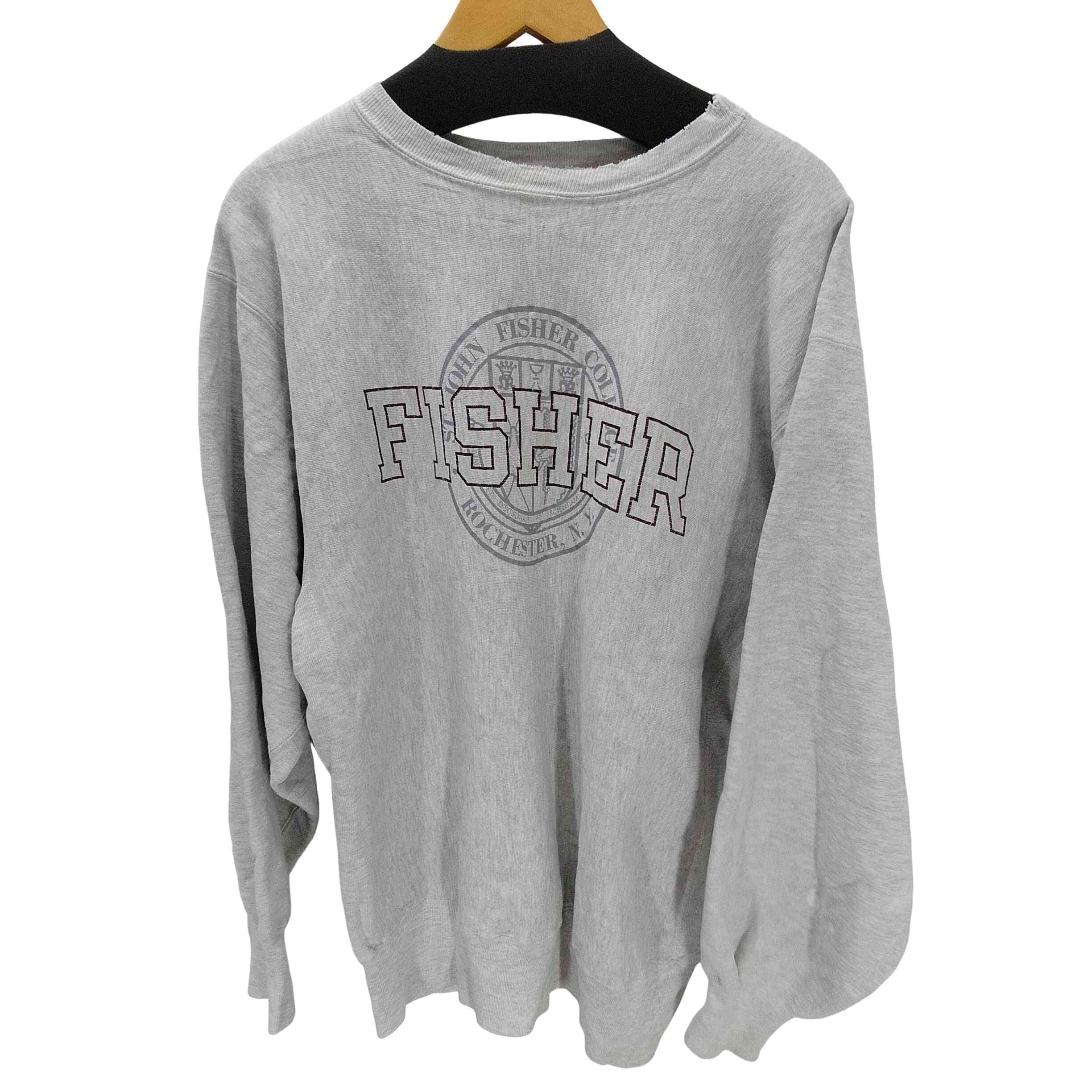 【中古】チャンピオン Champion FISHER COLLEGE エンブレム ロゴ プリント 袖目つき スウェット メンズ 表記無