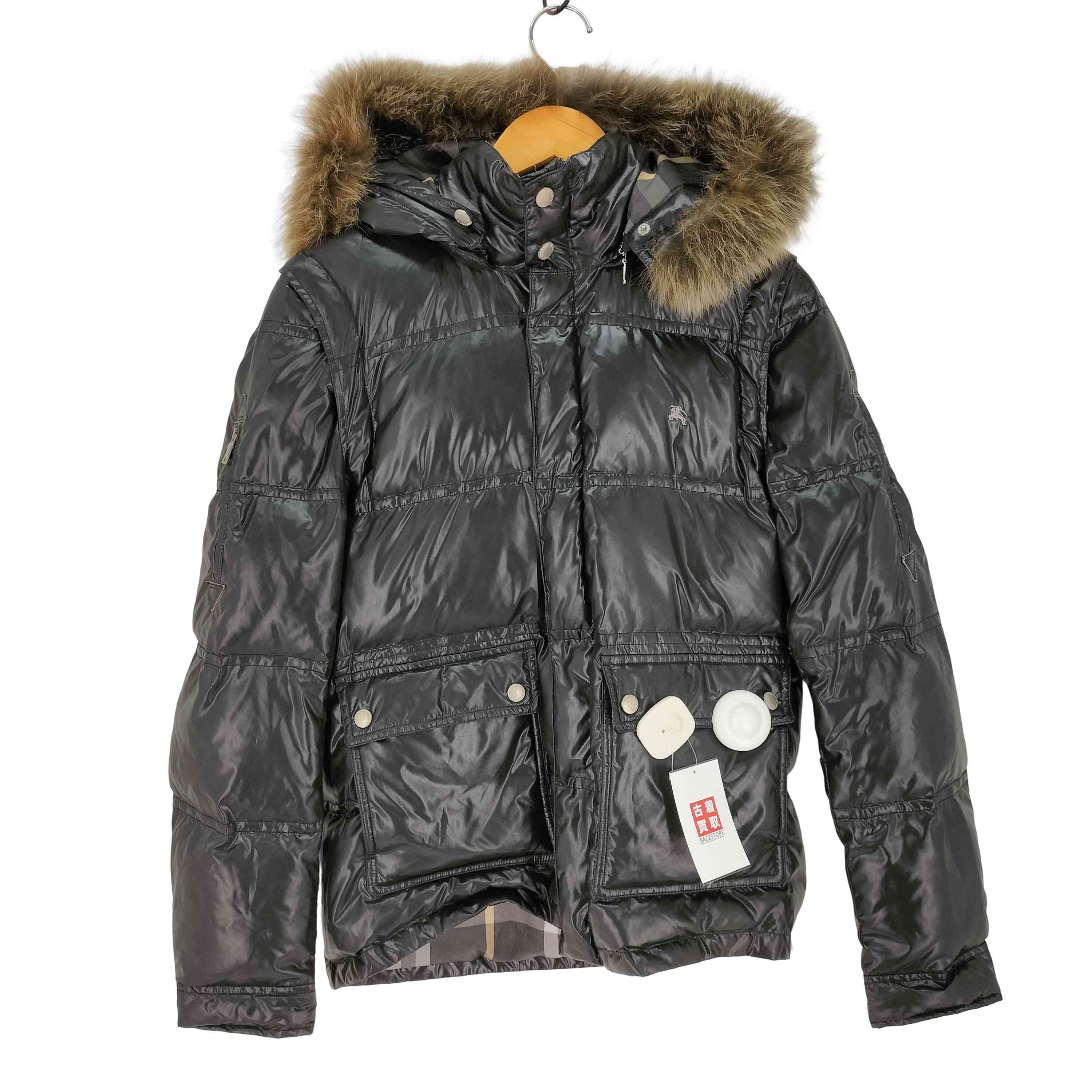 【中古】バーバリーブラックレーベル BURBERRY BLACK LABEL 稲荷毛革 2WAY 裏地ノバチェック グースダウンジャケット メンズ JPN：M
