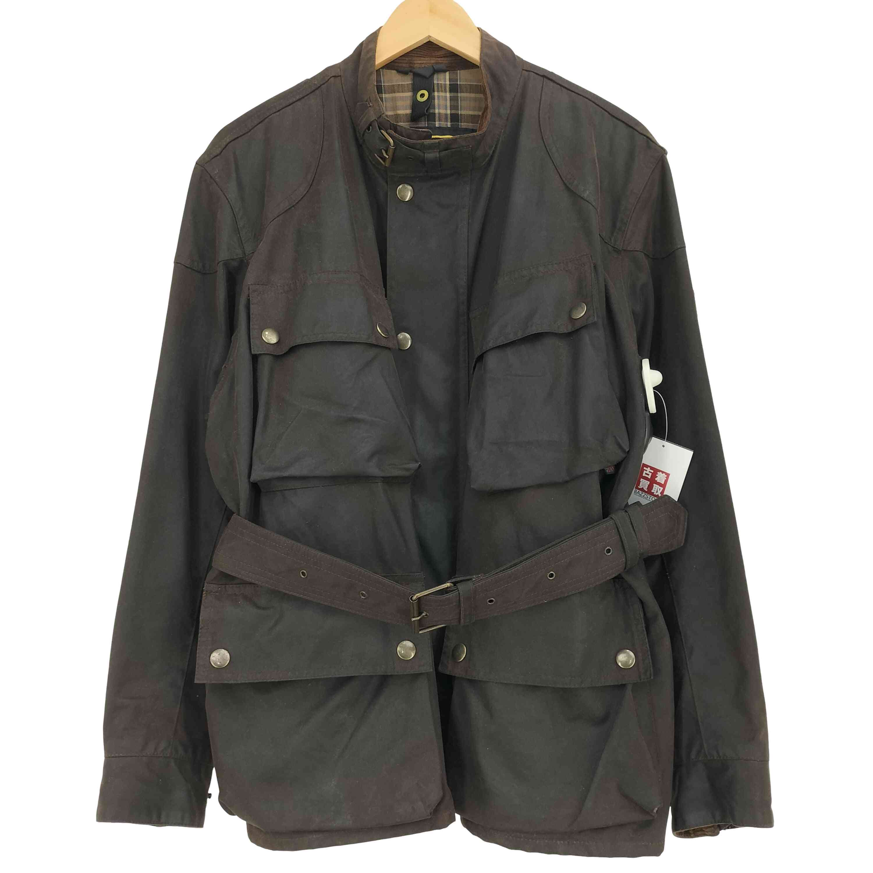 【中古】ベルスタッフ Belstaff イタリア製 裏地チェック オイルド トライアルマスタージャケット メンズ import：M ｜BAZZSTORE ブランド古着バズストア