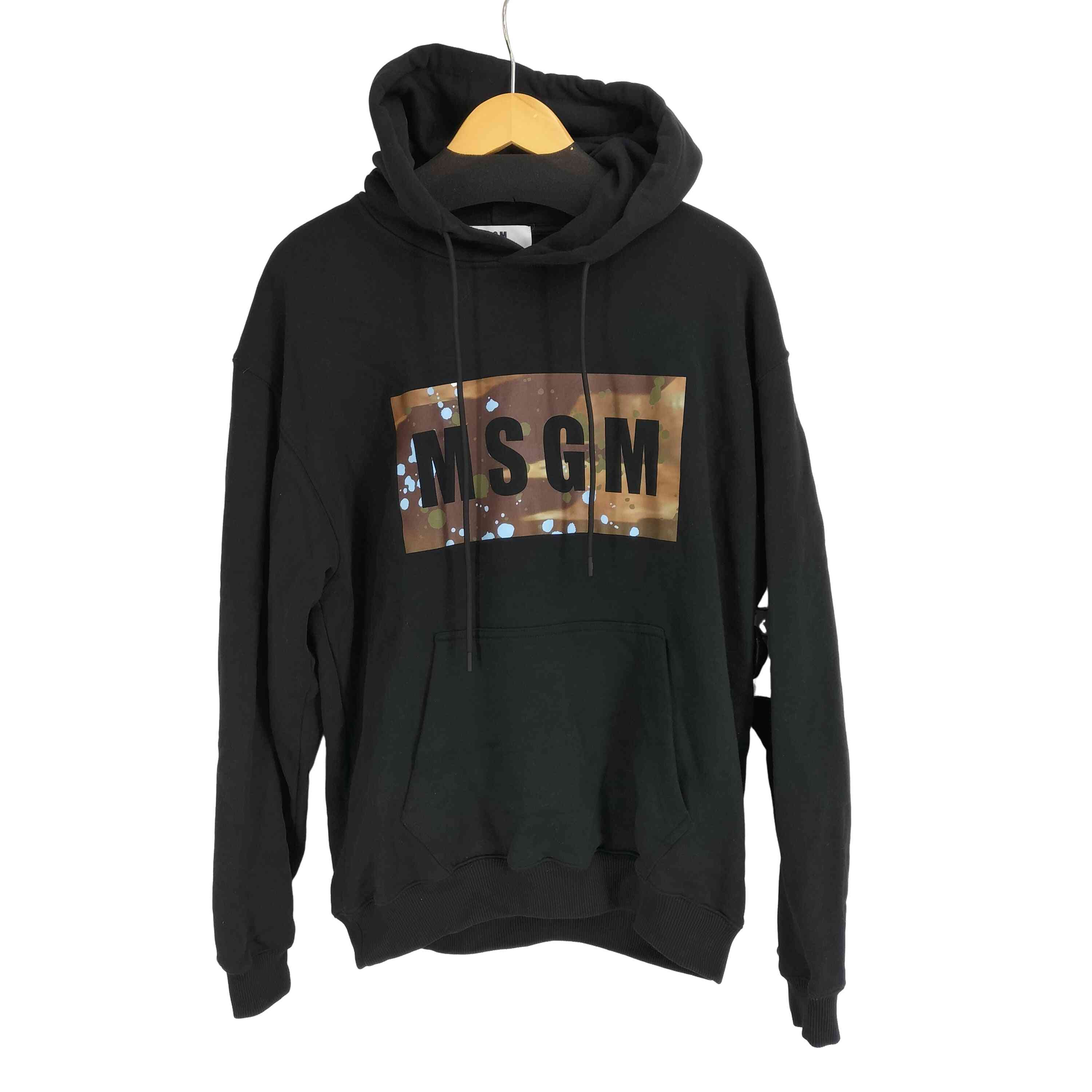 【中古】エムエスジーエム MSGM ボックス ロゴプリント プルオーバーパーカー メンズ import：M