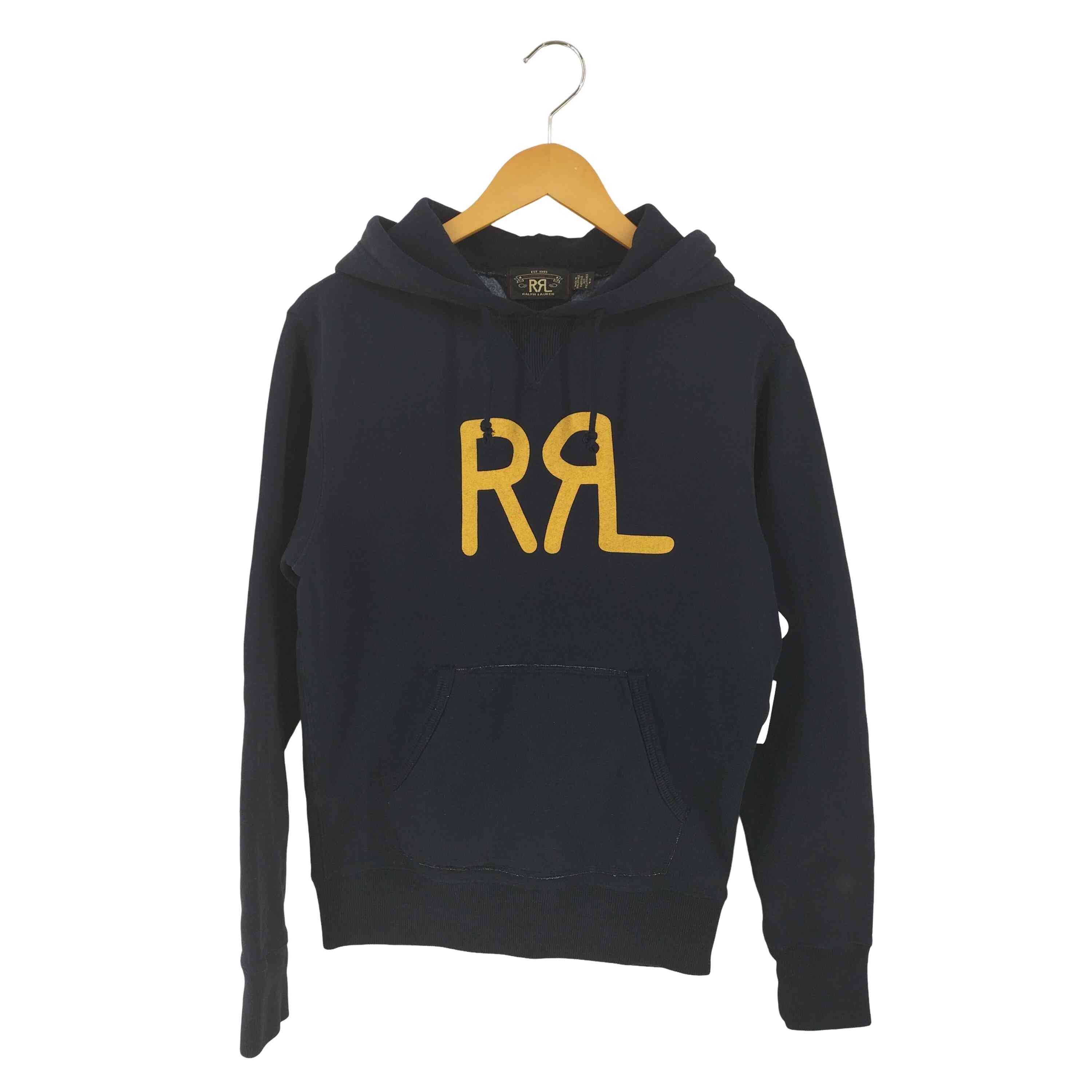 【中古】ダブルアールエルラルフローレン RRL RALPH LAUREN ロゴプリントプルオーバーパーカー Logo Fleece Hoodie メンズ  170/92A