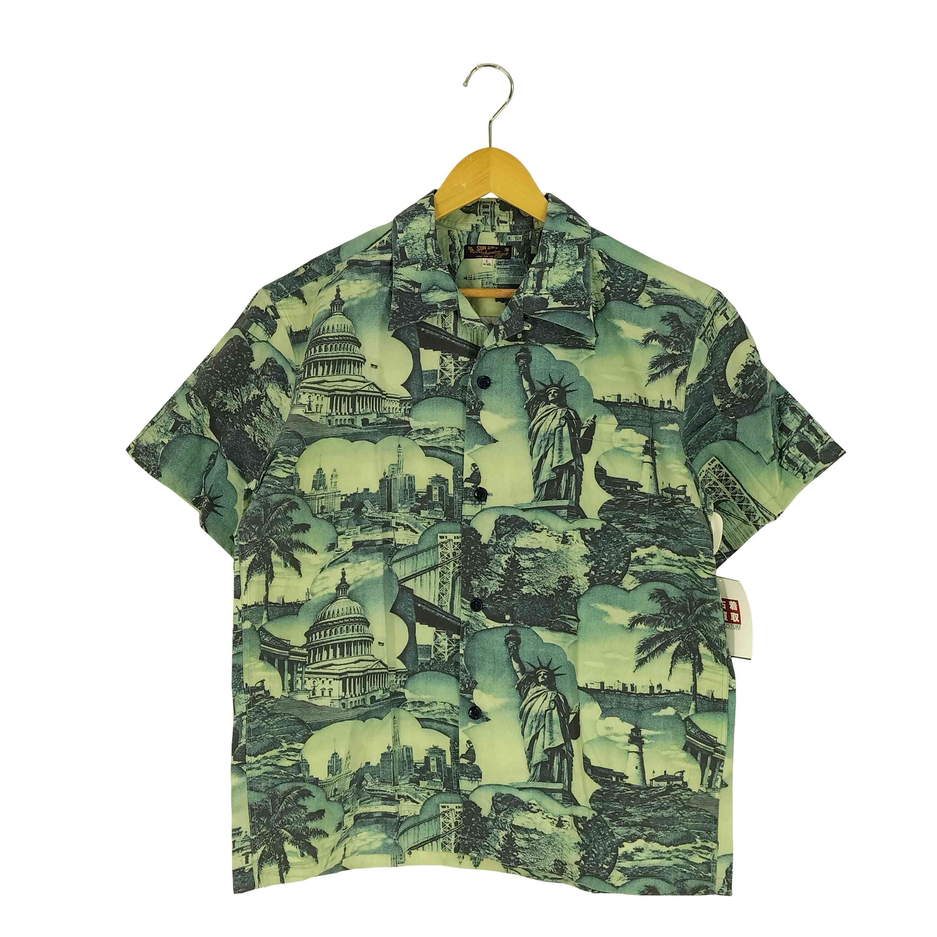 【中古】サンサーフ SUN SURF BEST VIEW OF NEW YORK COTTON TYPEWRITER OPEN SHIRT メンズ import：L