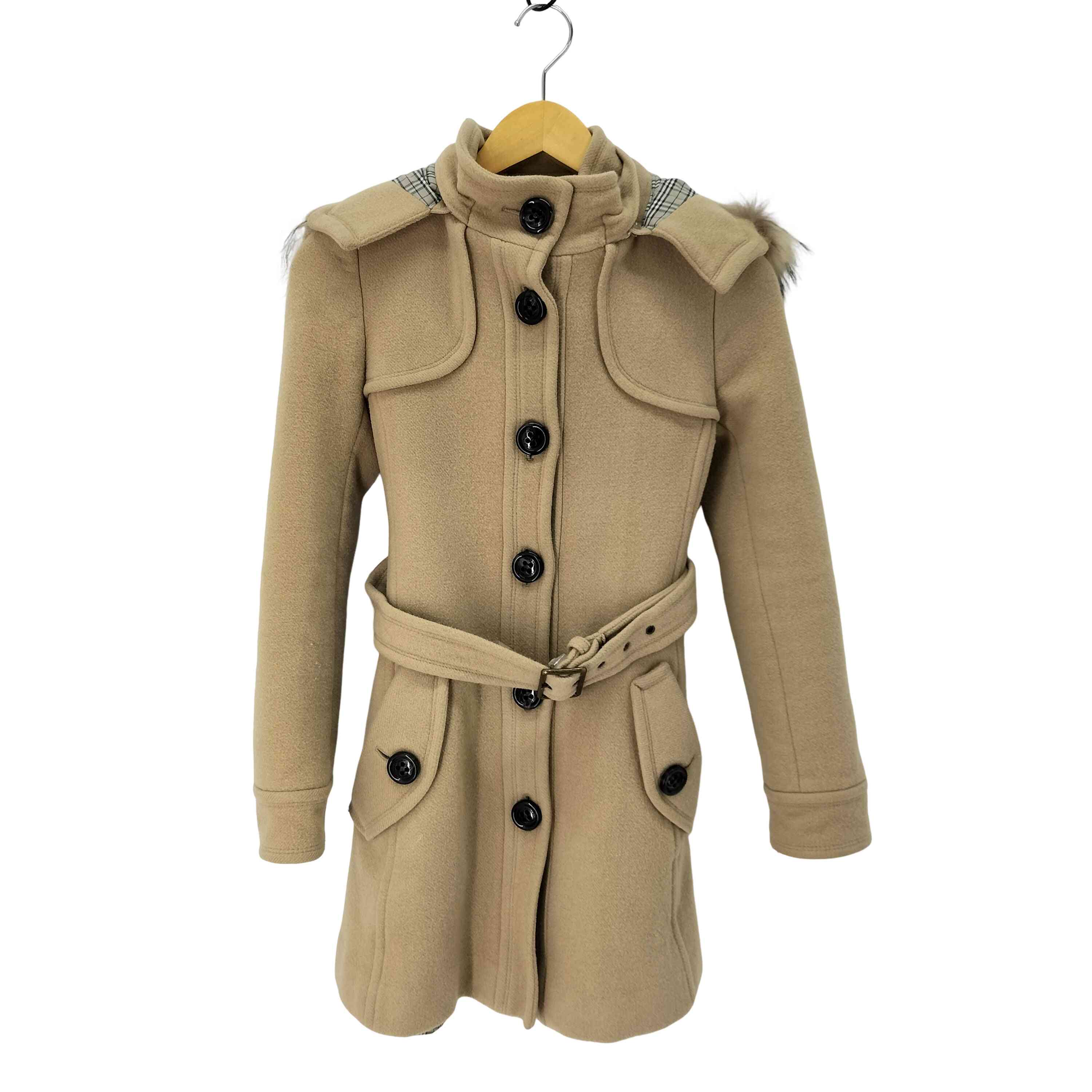 【中古】バーバリーブルーレーベル BURBERRY BLUE LABEL 裏地チェック セミロングコート レディース JPN：40