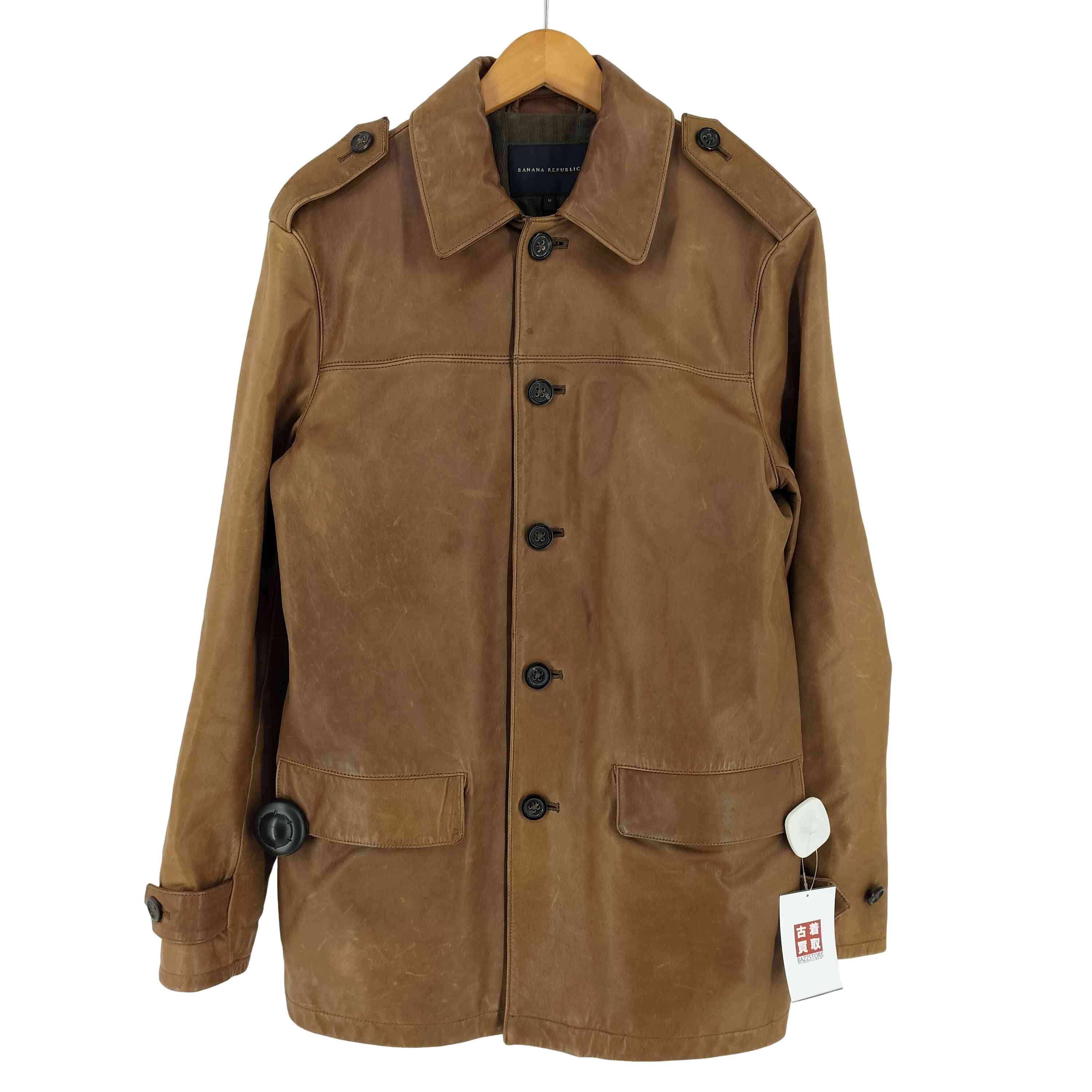 【中古】バナナリパブリック BANANA REPUBLIC Cow Leather なめし革 厚地の外套 メンズ  M