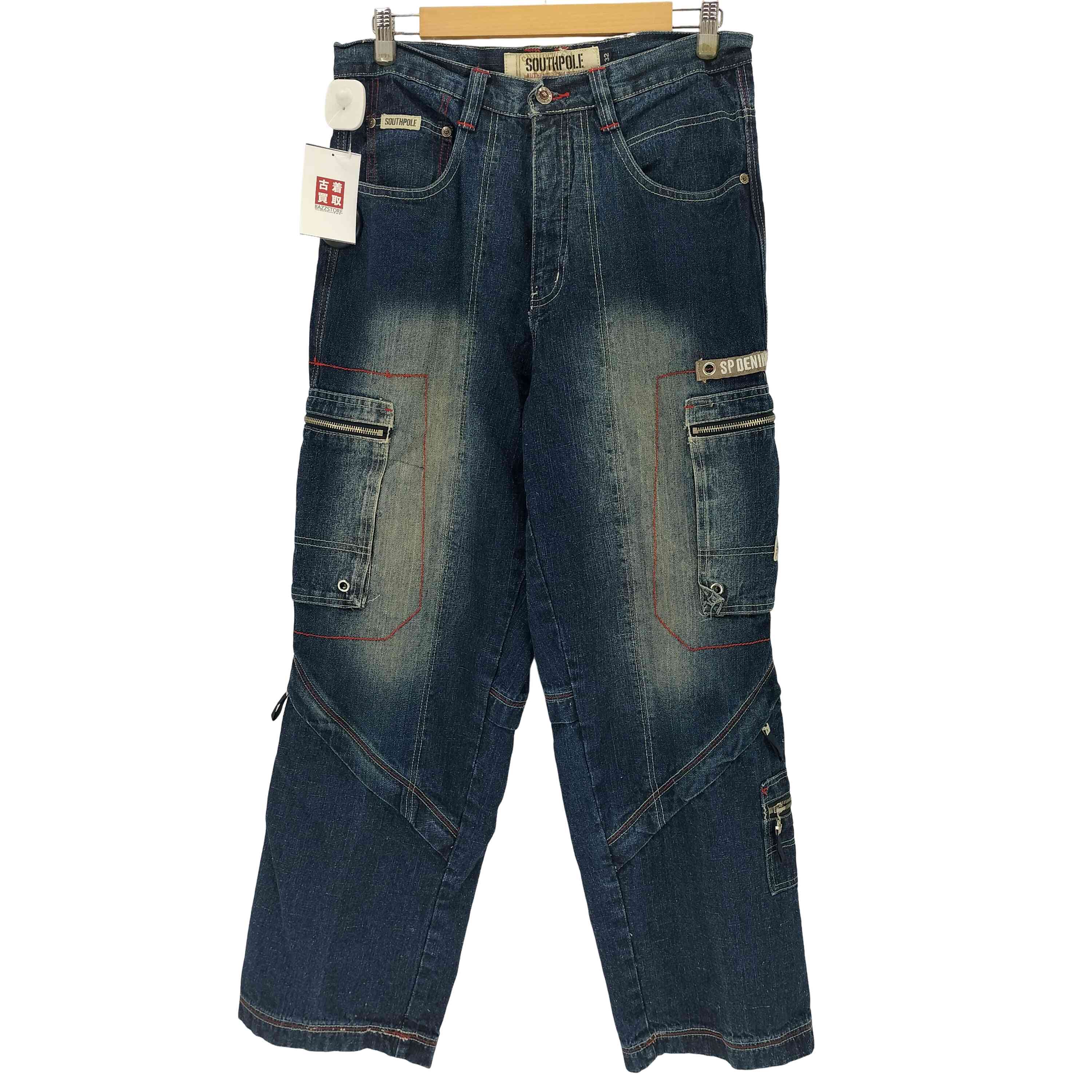 【中古】サウス極点 SOUTHPOLE ステッチデニムカーゴパンツ Y2K  メンズ  32