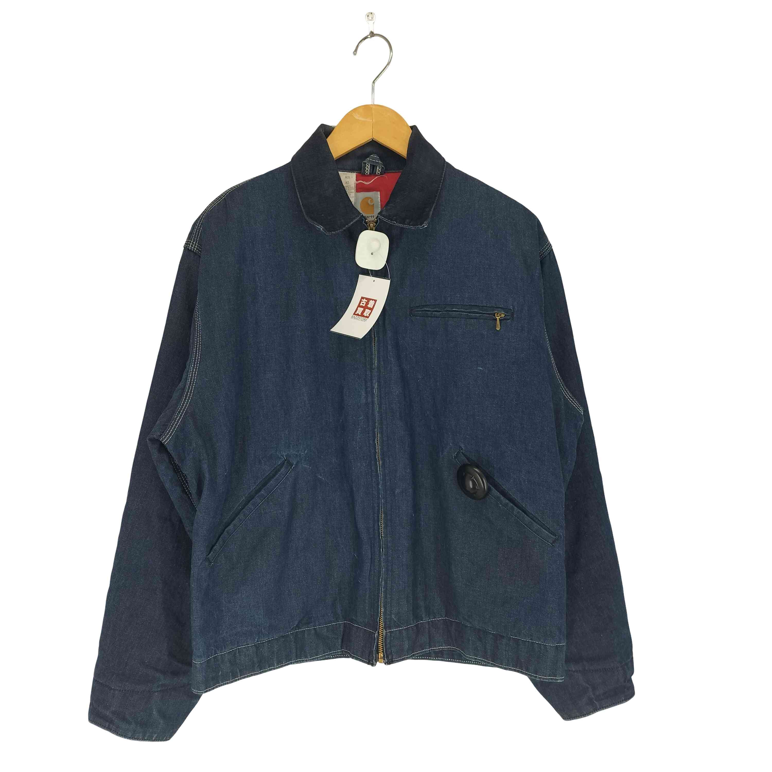 【中古】カーハート Carhartt 80s 86年製 USA製 YKKジップ 裏地キルティングデニムデトロイトジャケット メンズ 42｜BAZZSTORE ブランド古着バズストア