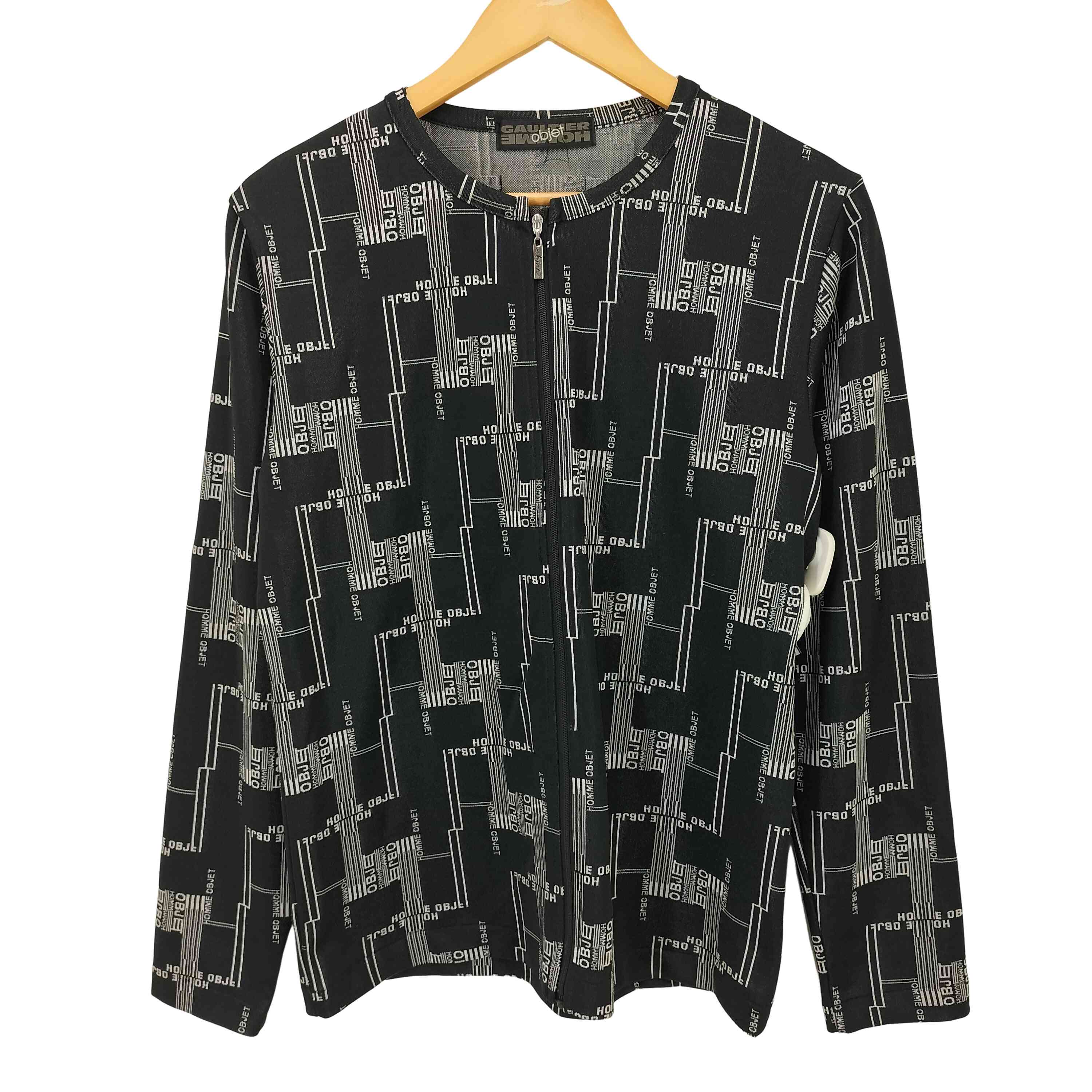 【中古】ゴルチエオムオブジェ GAULTIER HOMME objet 90S ジャガード ノーカラー ジップ トラック ジャケット メンズ FREE