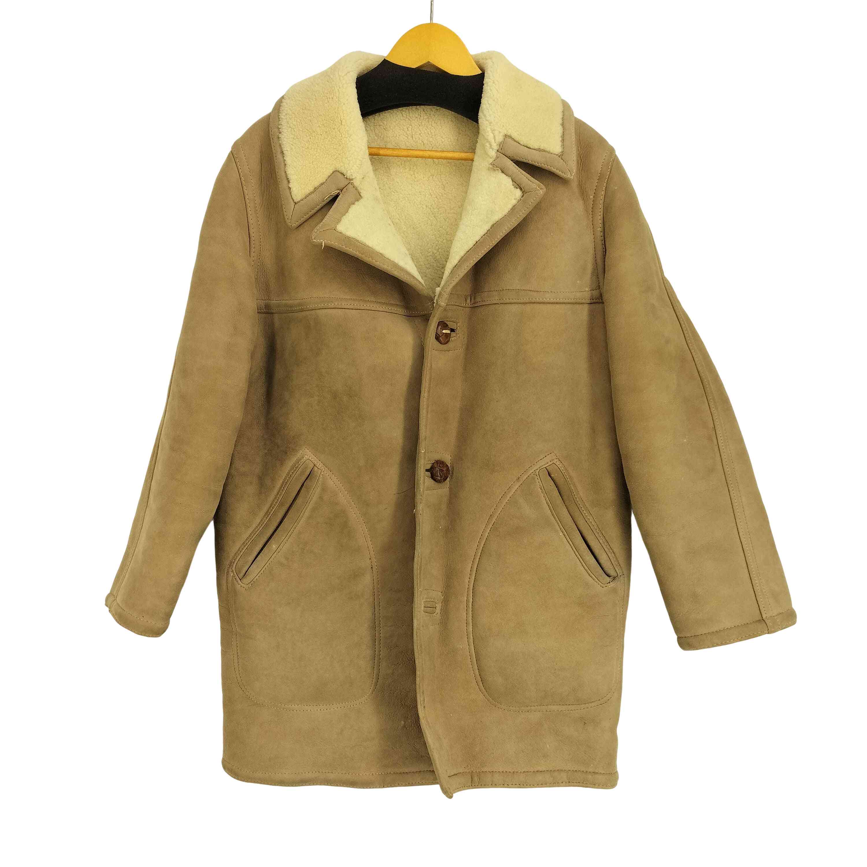 【中古】サックスフィフスアベニュー SAKS FIFTH AVENUE 60S くるみボタン ムートン シアリングコート メンズ US：40