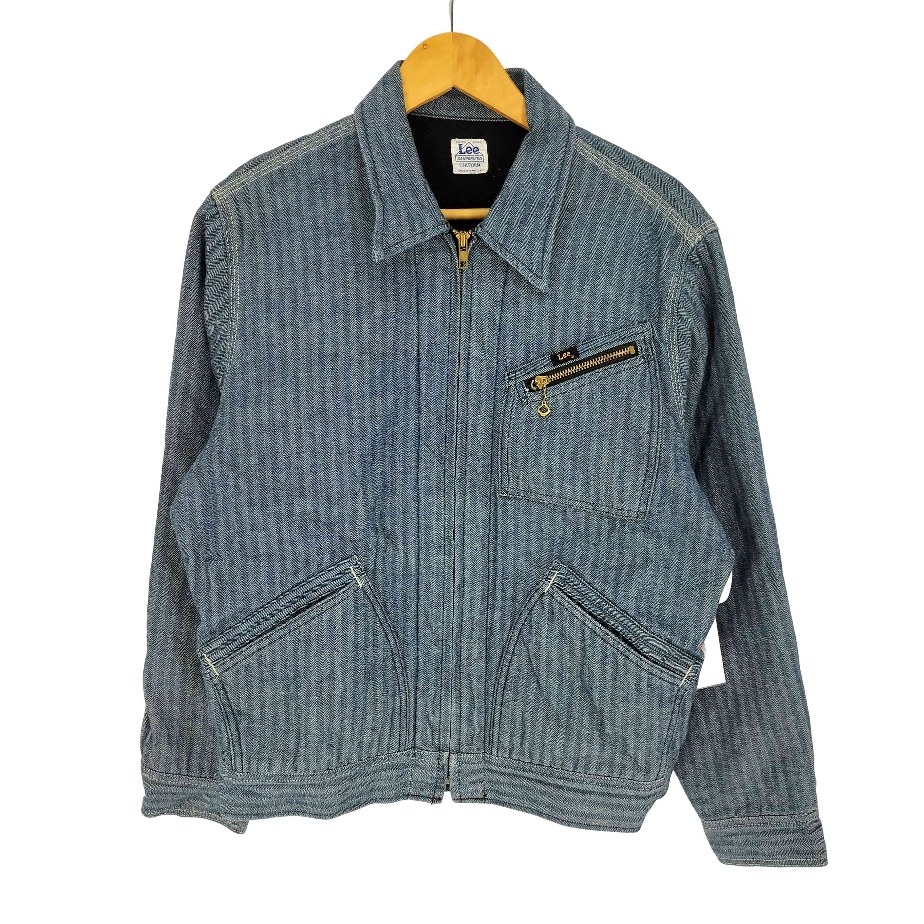 【中古】ロバート・エドワード・リー Lee 縞模様柄 裏起毛 ジップアップ ジーンズ 上衣 メンズ import：M